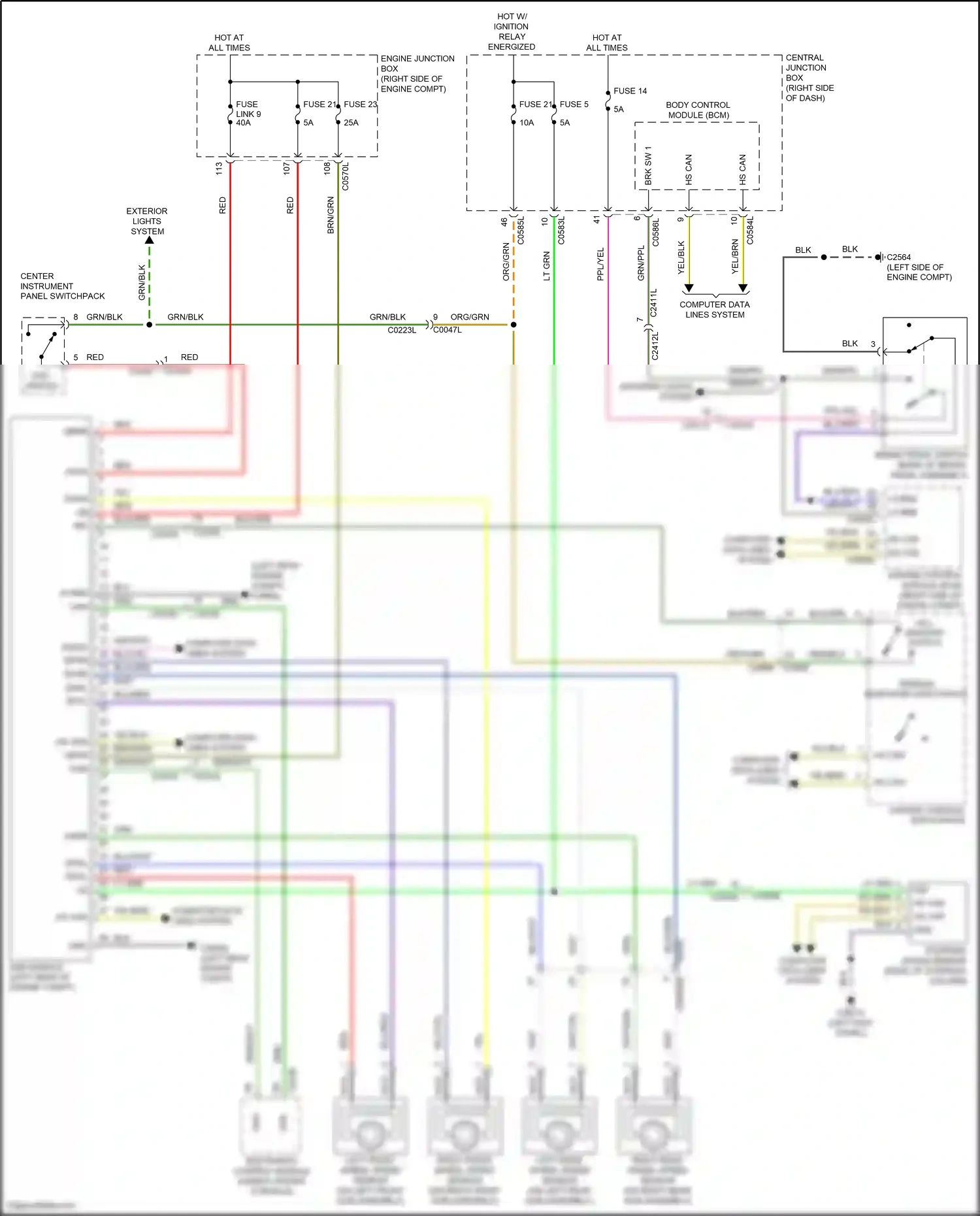 Wiring diagram left front wheel speed sensor for Land Rover Discovery L319 (2013-2017) (1 of 1)