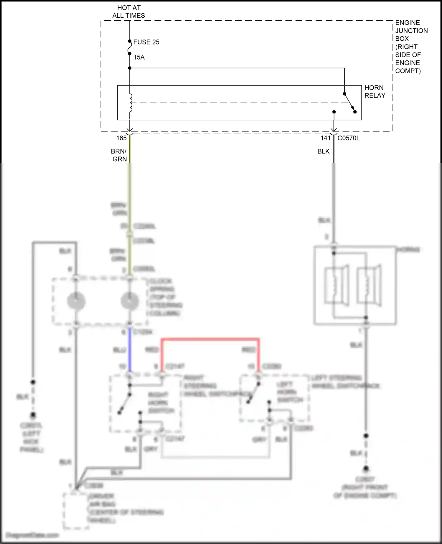 Wiring diagram left horn switch for Land Rover Discovery L319 (2013-2017) (1 of 1)