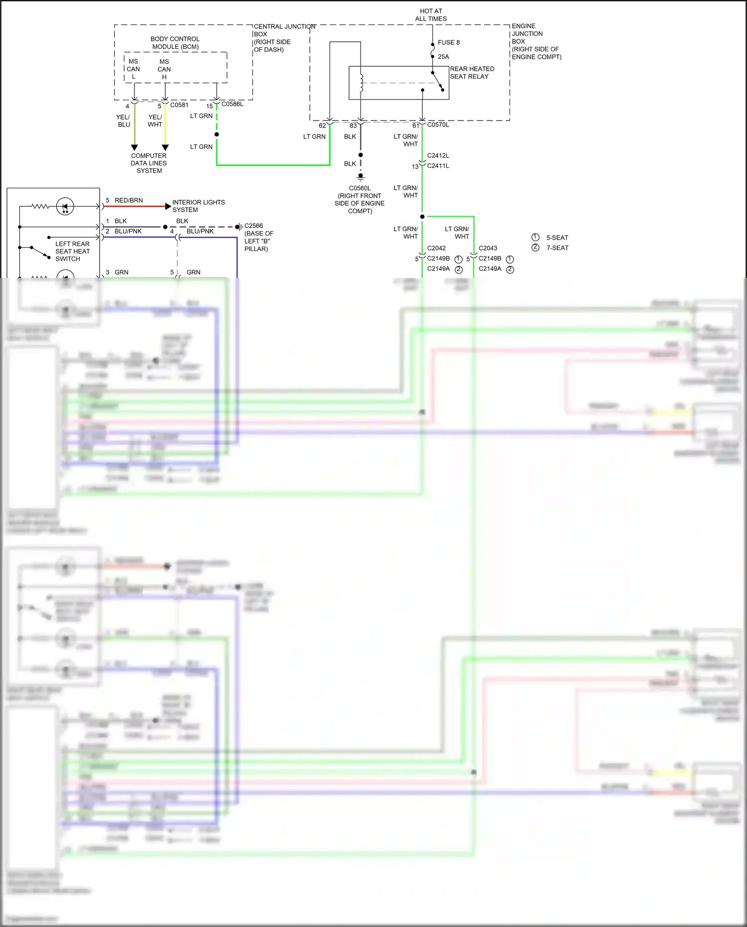 Wiring diagram left rear backrest element heater for Land Rover Discovery L319 (2013-2017) (1 of 1)