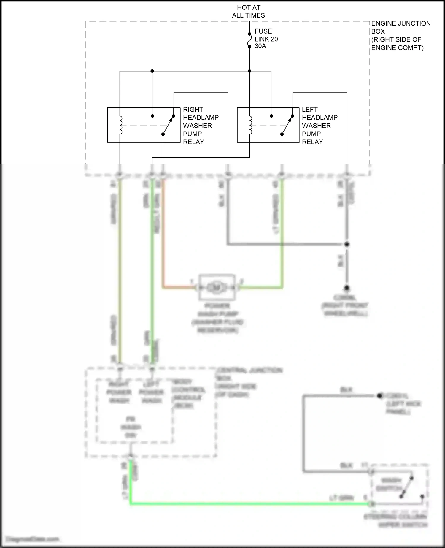 Wiring diagram steering column wiper switch for Land Rover Discovery L319 (2013-2017) (2 of 3)