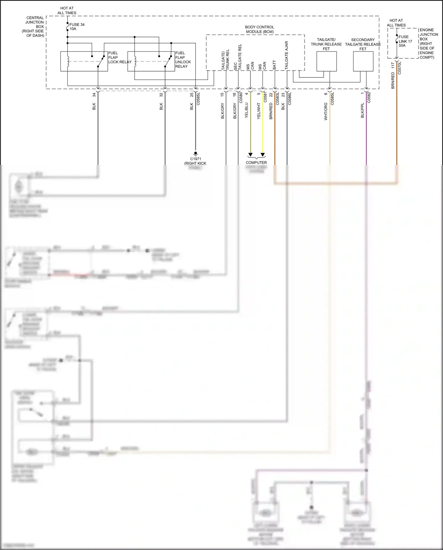 Wiring diagram tail door open switch for Land Rover Discovery L319 (2013-2017) (3 of 3)