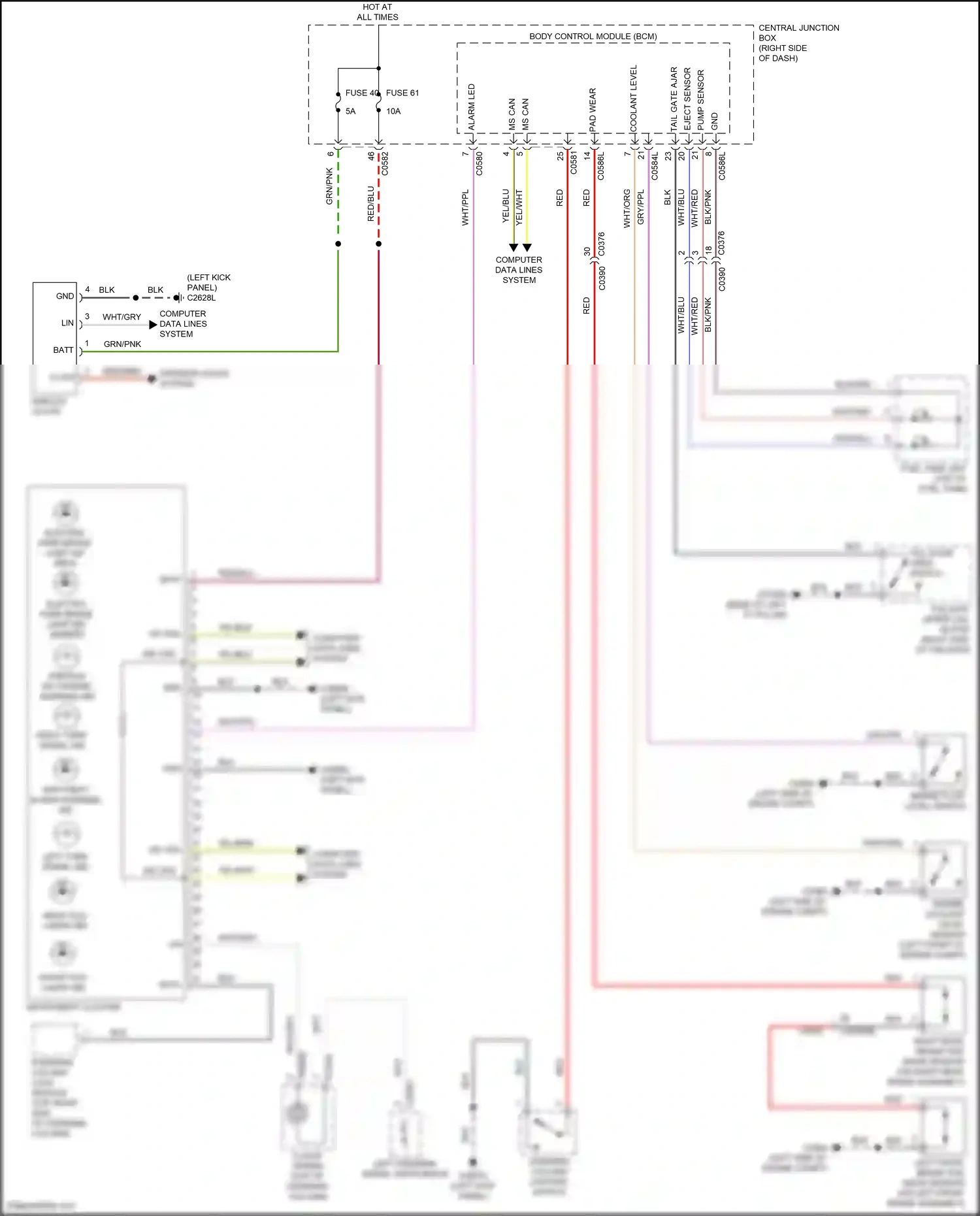 Wiring diagram tailgate upper cdl motor for Land Rover Discovery L319 (2013-2017) (3 of 4)
