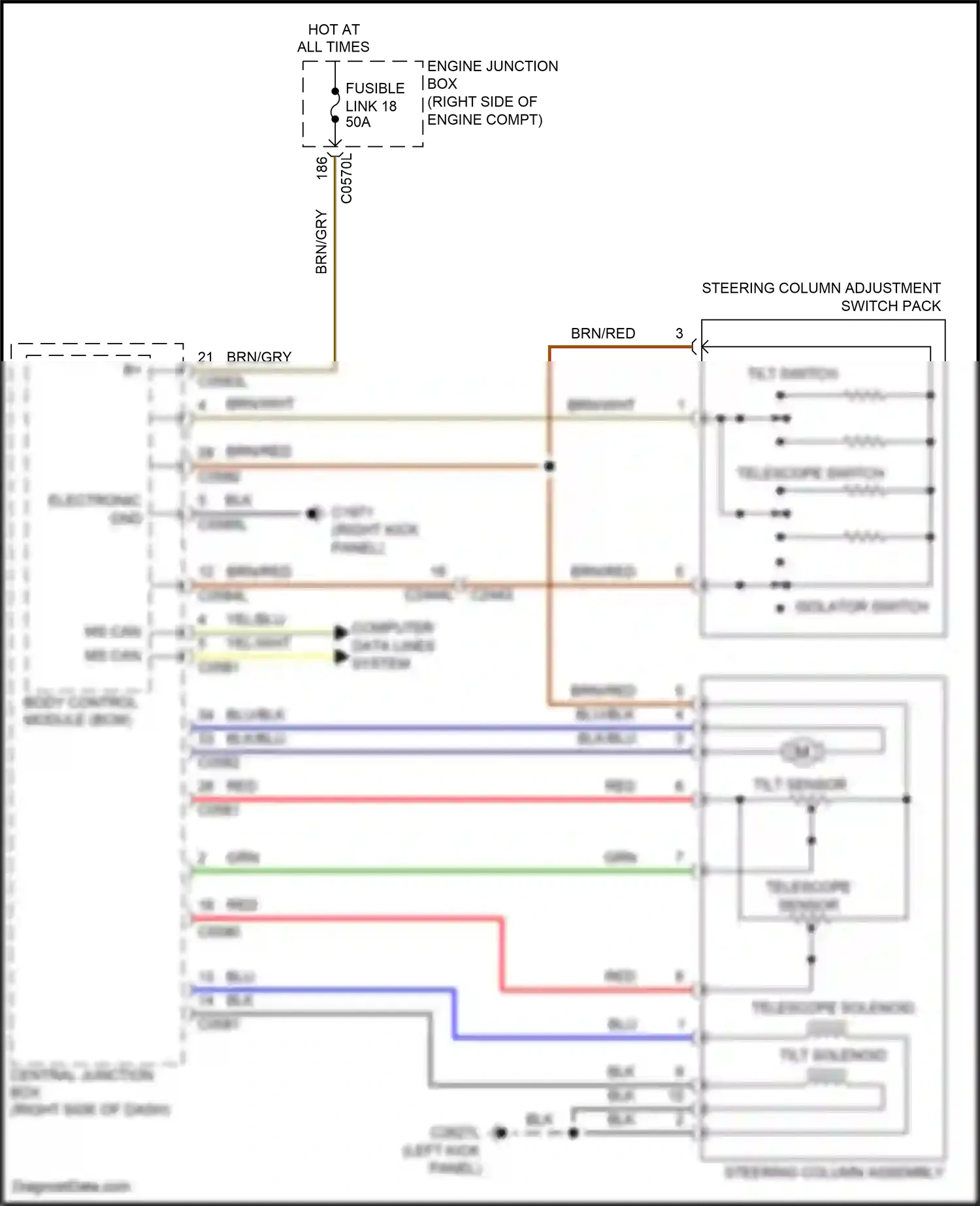 Wiring diagram telescope sensor for Land Rover Discovery L319 (2013-2017) (1 of 2)