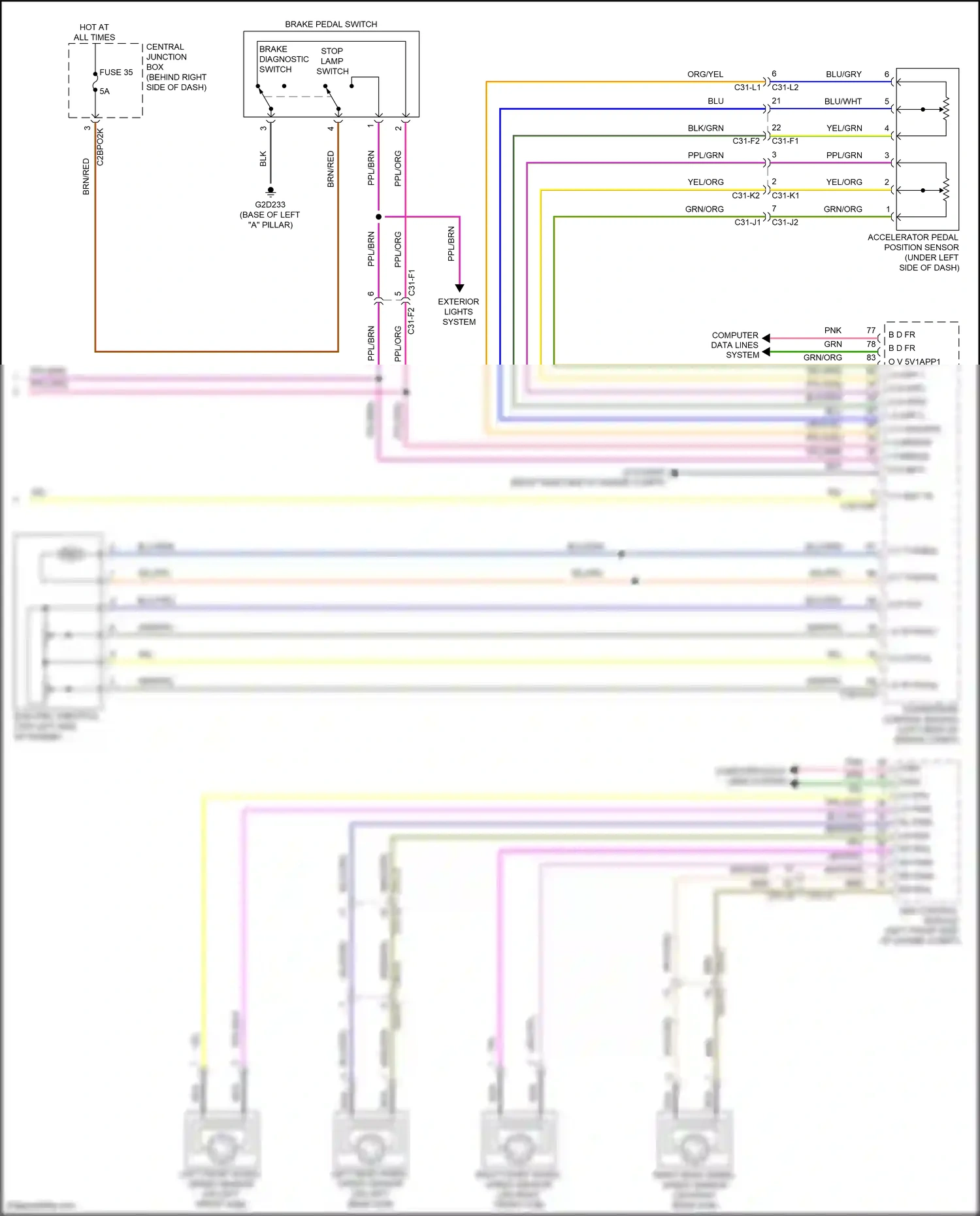 Wiring diagram accelerator pedal position sensor for Land Rover Discovery L462 (2016-2020) (1 of 4)