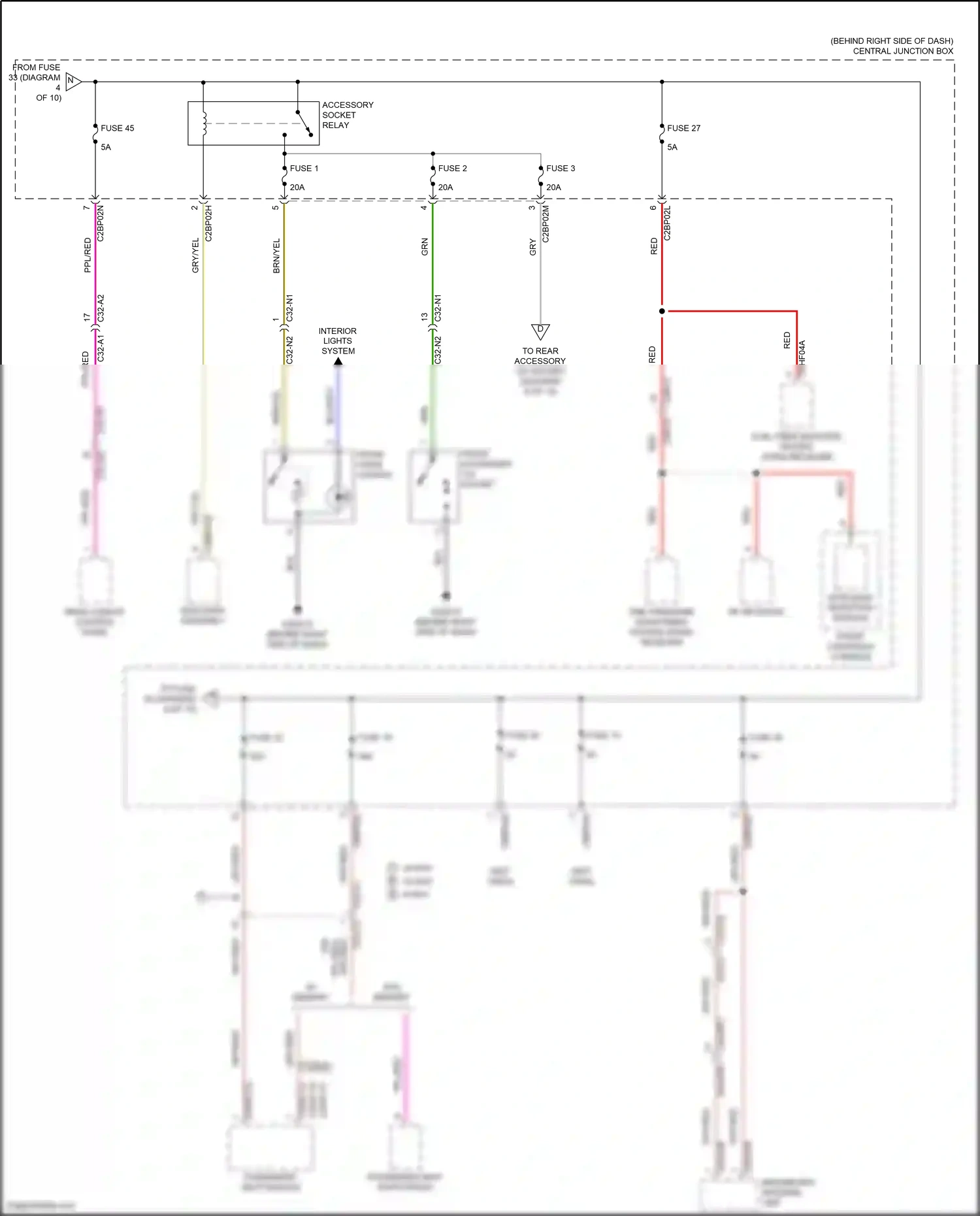 Wiring diagram accessory socket relay for Land Rover Discovery L462 (2016-2020) (1 of 2)