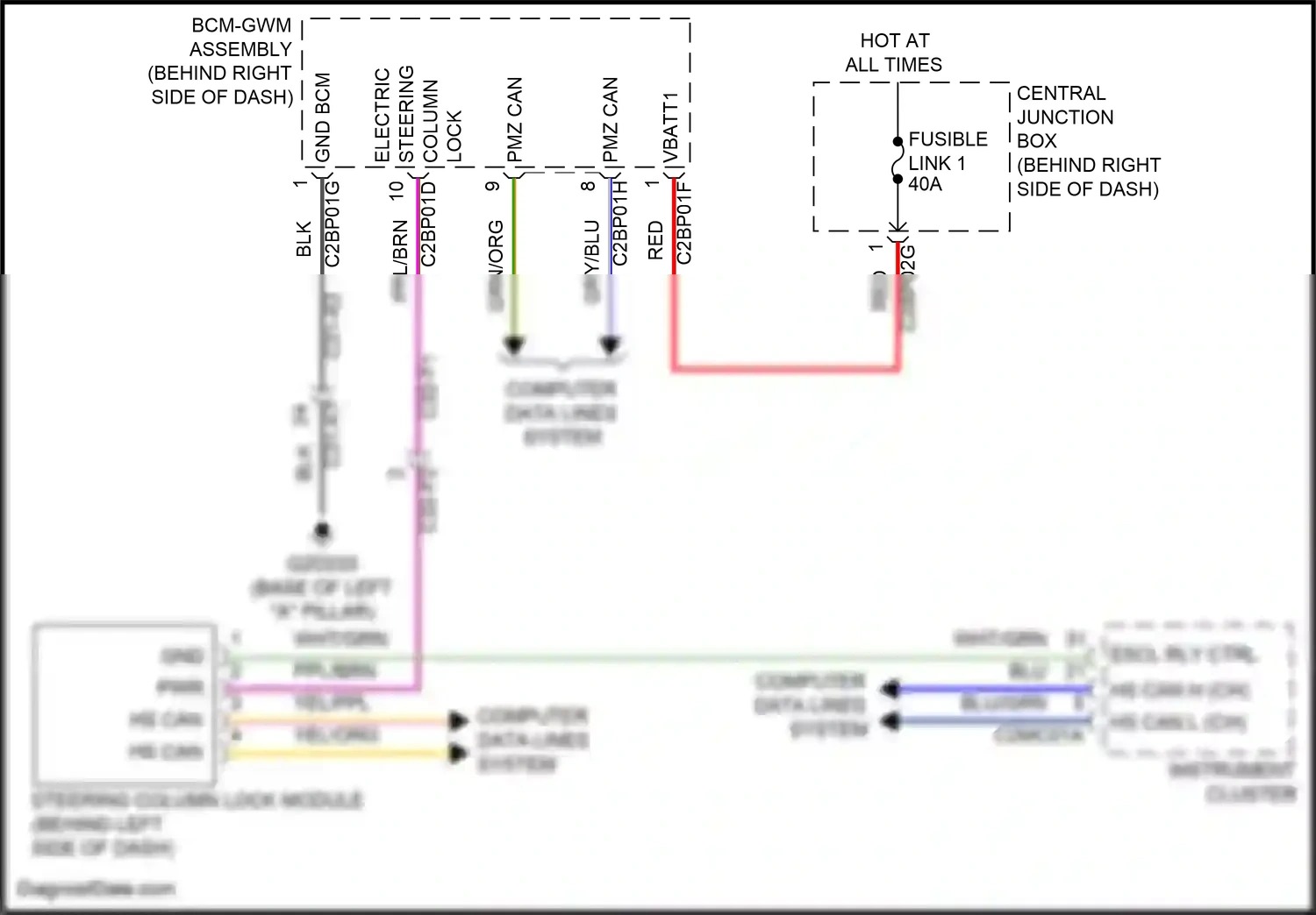 Wiring diagram column) for Land Rover Discovery L462 (2016-2020) (2 of 3)