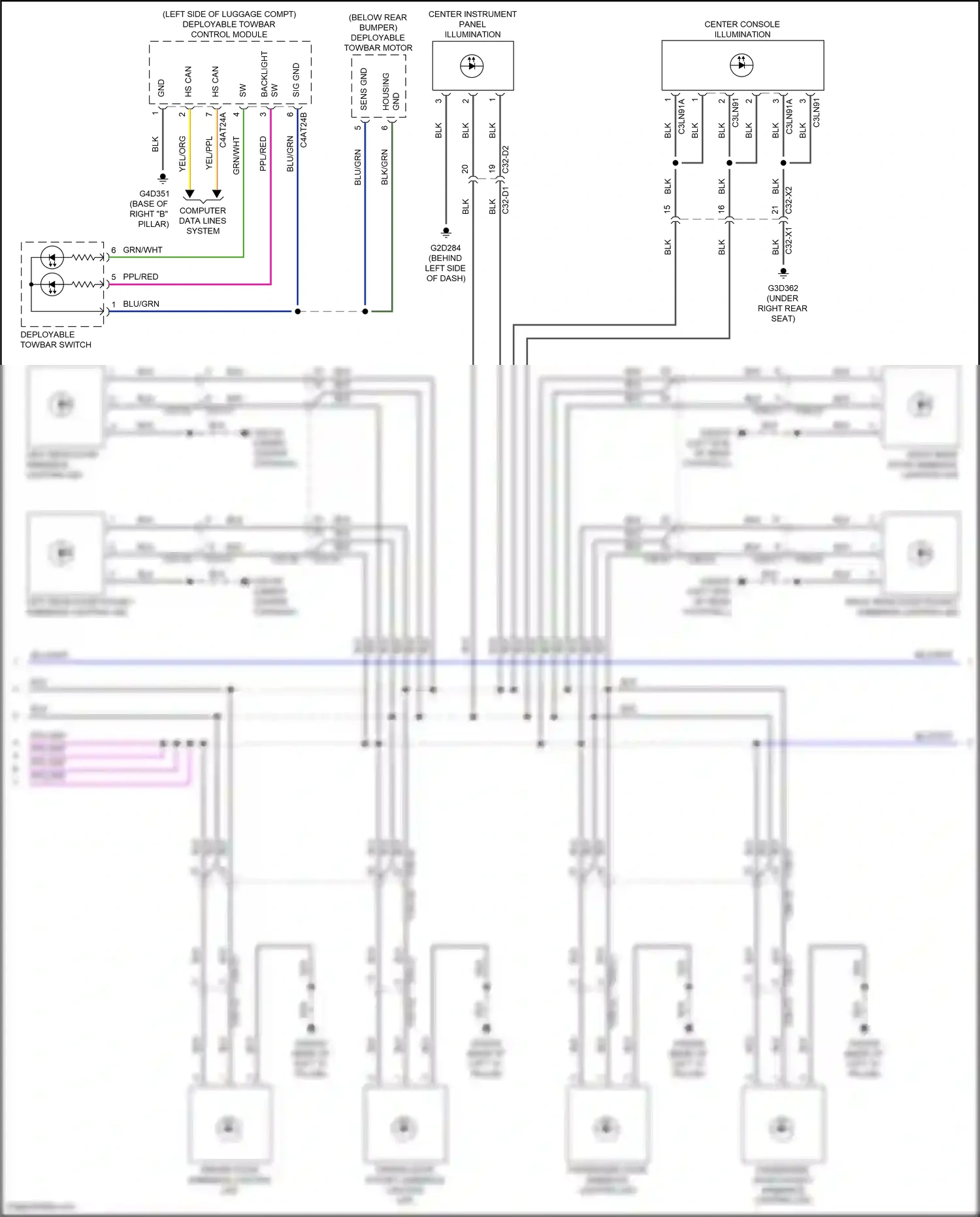 Wiring diagram deployable towbar switch for Land Rover Discovery L462 (2016-2020) (2 of 2)