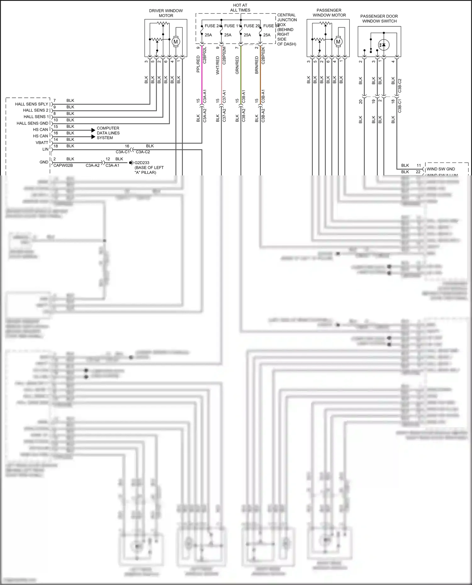 Wiring diagram driver window mirror switchpack for Land Rover Discovery L462 (2016-2020) (3 of 3)