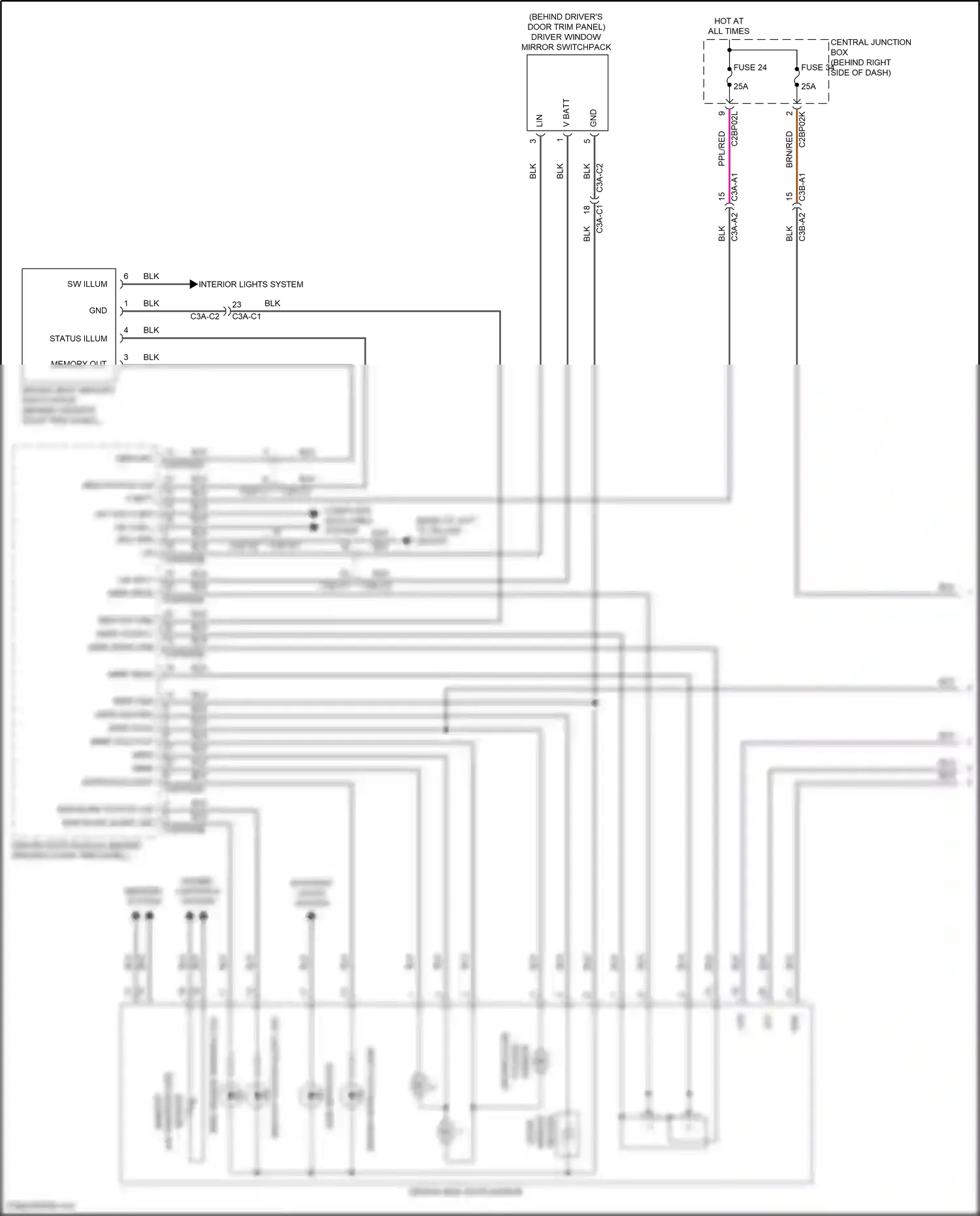 Wiring diagram driver window mirror switchpack for Land Rover Discovery L462 (2016-2020) (1 of 3)