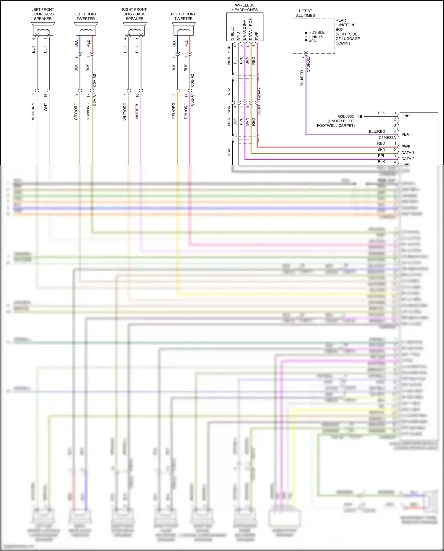 Wiring diagram left front tweeter for Land Rover Discovery L462 (2016-2020) (2 of 6)