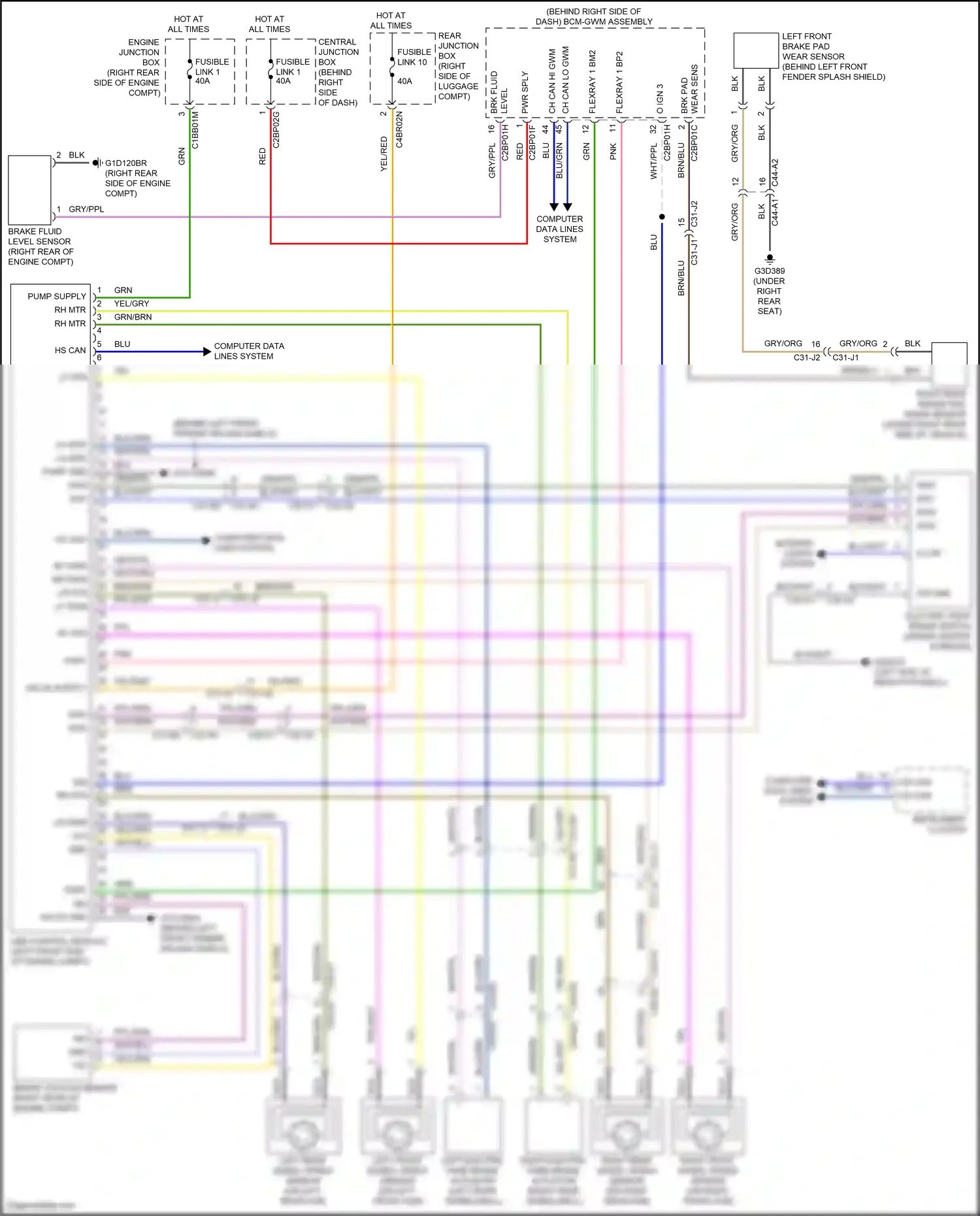 Wiring diagram left front wheel speed sensor for Land Rover Discovery L462 (2016-2020) (3 of 3)