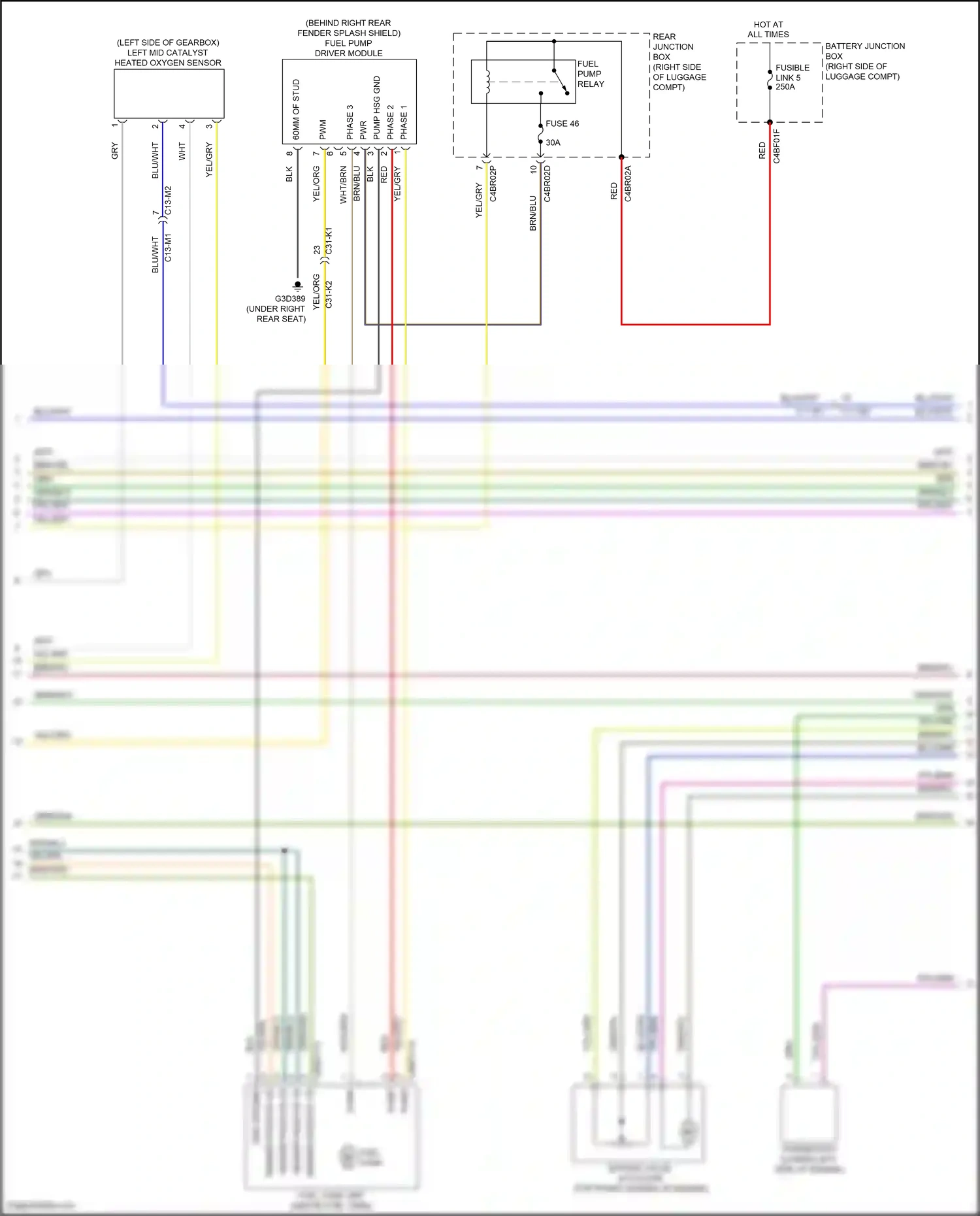 Wiring diagram left mid catalyst heated oxygen sensor for Land Rover Discovery L462 (2016-2020) (1 of 1)