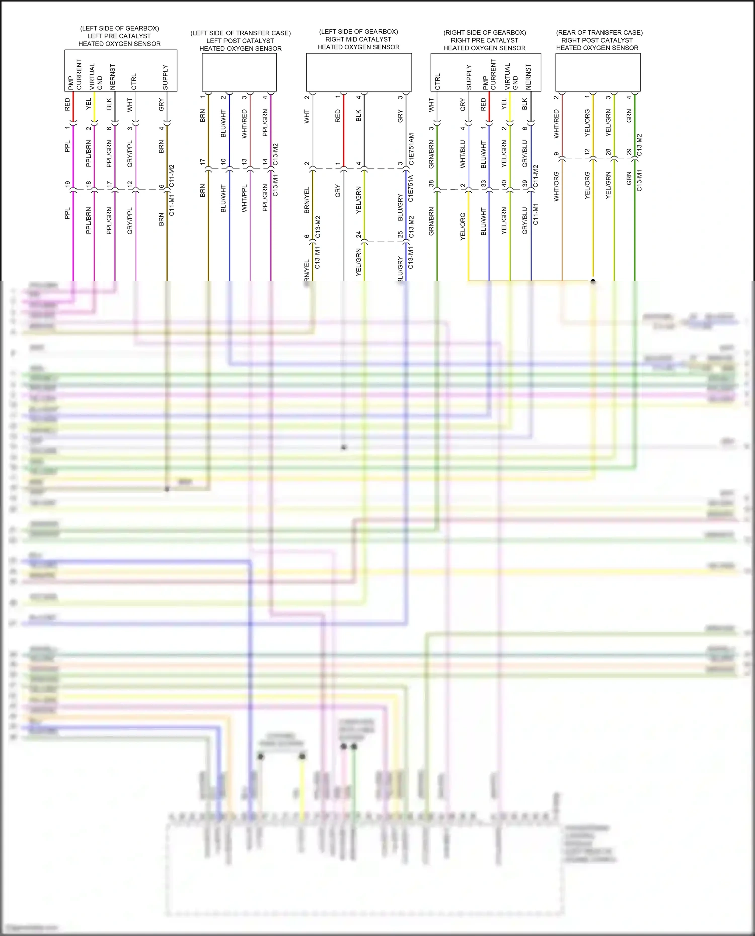 Wiring diagram left pre catalyst heated oxygen sensor for Land Rover Discovery L462 (2016-2020) (1 of 2)