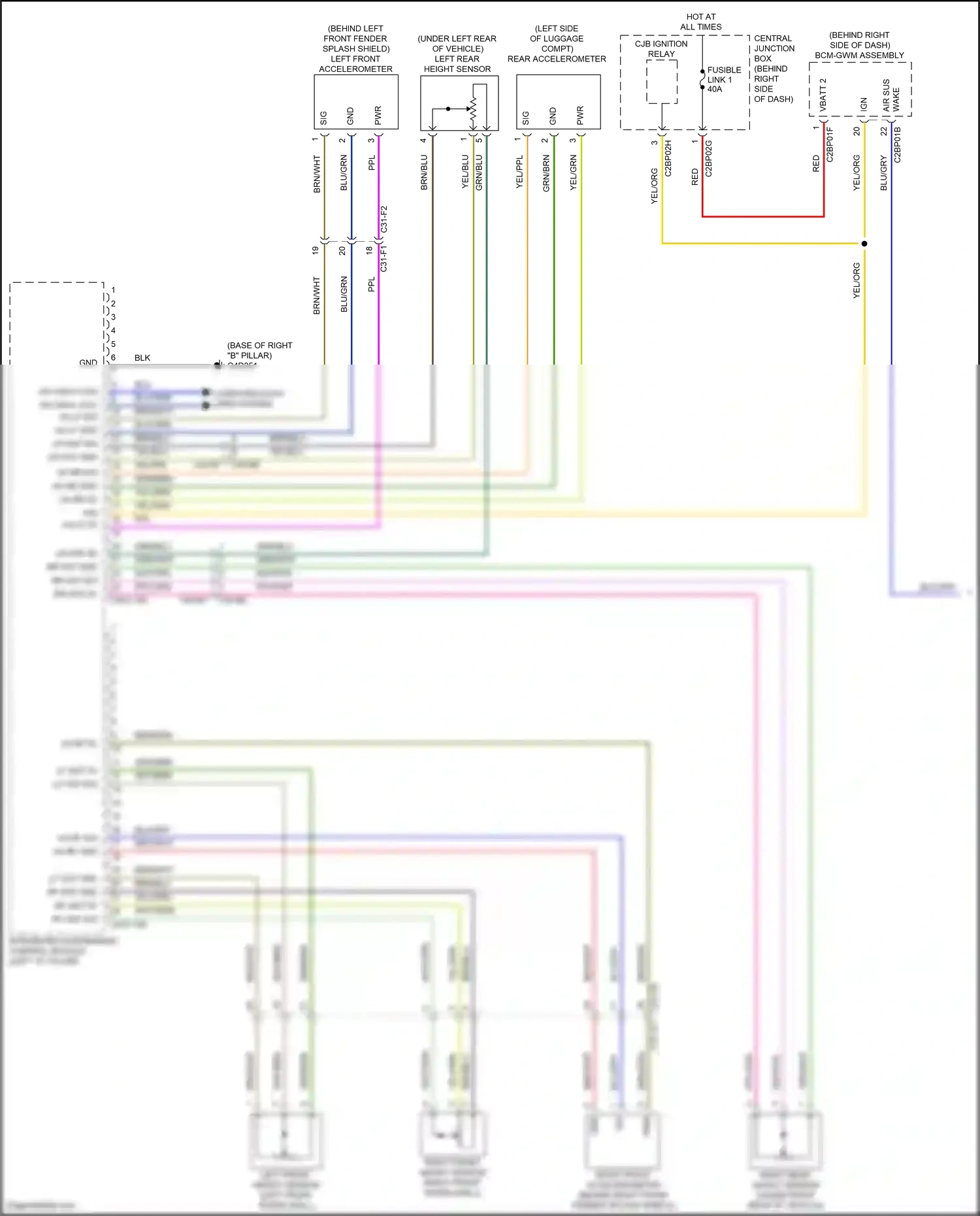 Wiring diagram left rear height sensor for Land Rover Discovery L462 (2016-2020) (1 of 1)