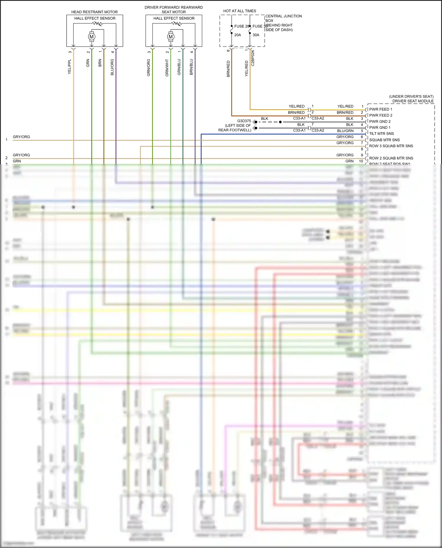 Wiring diagram left third row backrest motor for Land Rover Discovery L462 (2016-2020) (1 of 1)