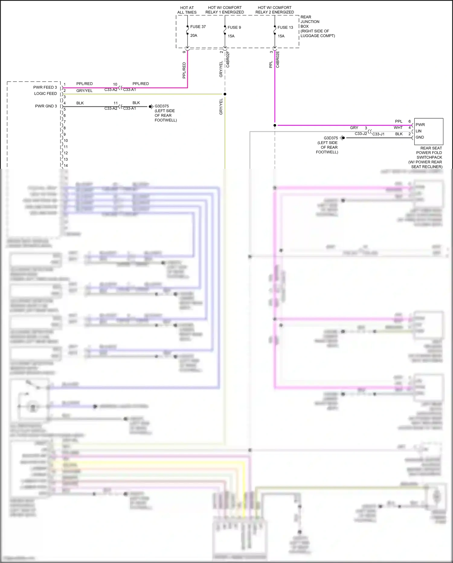 Wiring diagram left third row seat switchpack for Land Rover Discovery L462 (2016-2020) (1 of 3)
