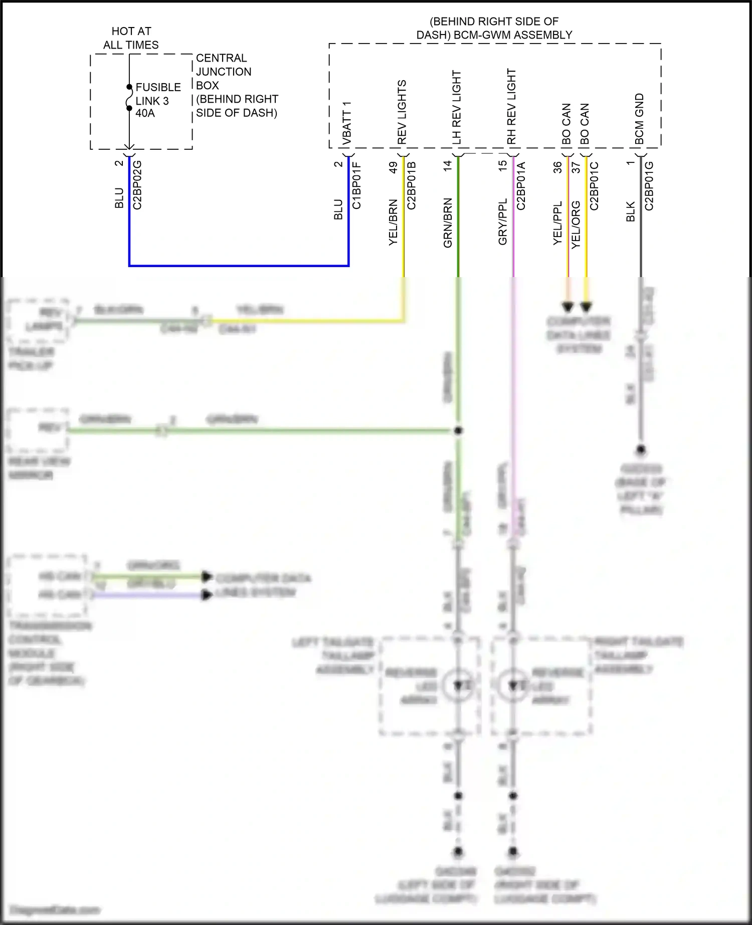 Wiring diagram reverse led array for Land Rover Discovery L462 (2016-2020) (1 of 1)