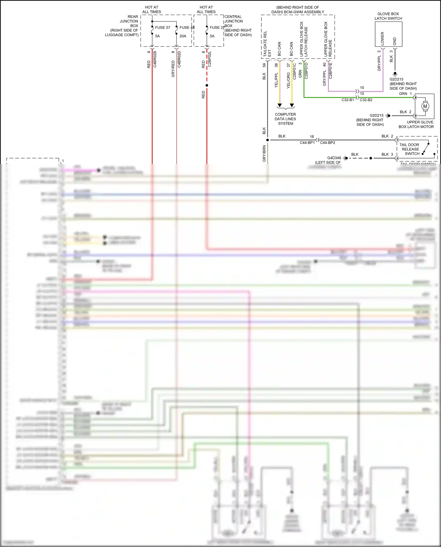 Wiring diagram tailgate rel for Land Rover Discovery L462 (2016-2020) (1 of 1)