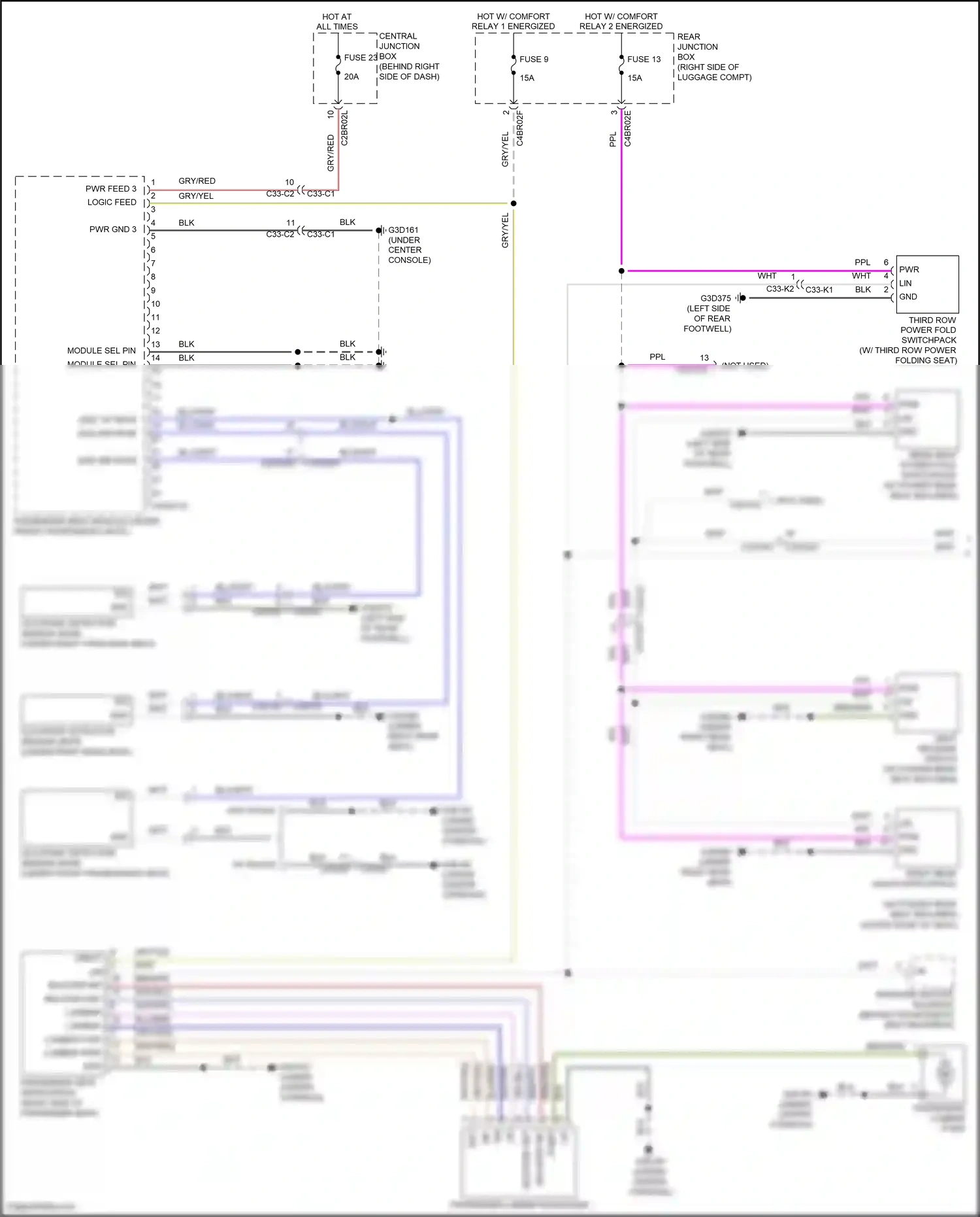Wiring diagram third row power fold switchpack for Land Rover Discovery L462 (2016-2020) (1 of 2)