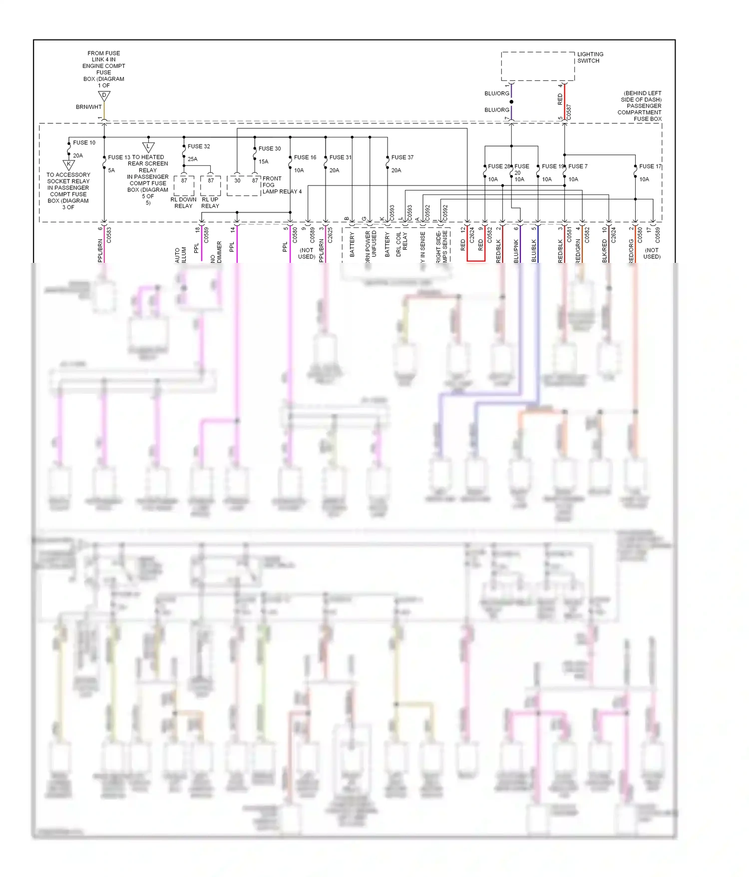Wiring diagram blu/org for Land Rover Freelander I facelift (2003-2006) (9 of 10)