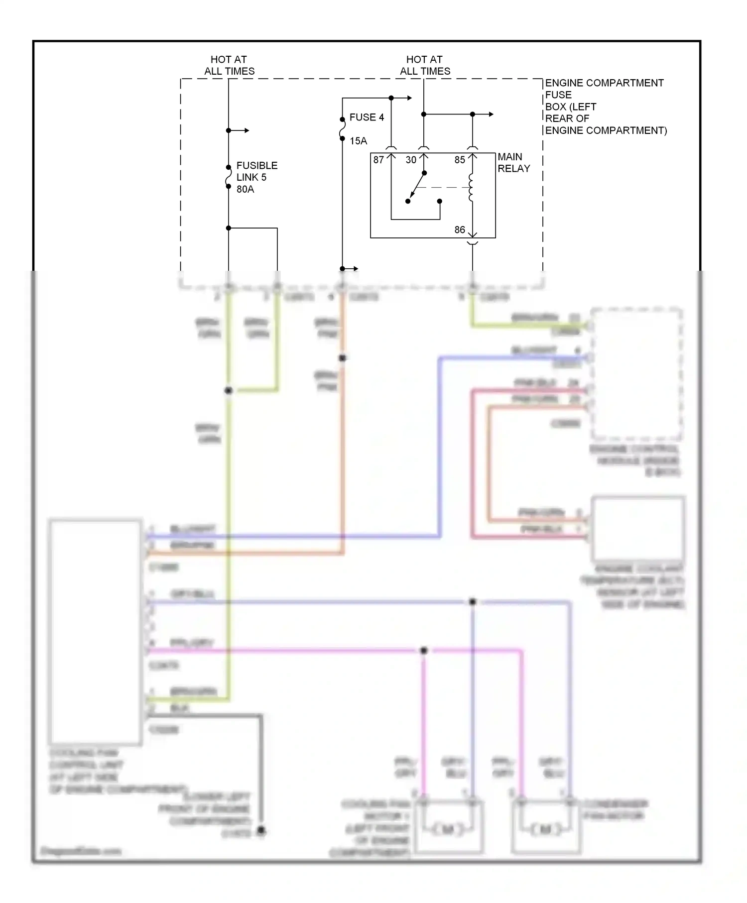 Wiring diagram engine compartment fuse box for Land Rover Freelander I facelift (2003-2006) (2 of 35)