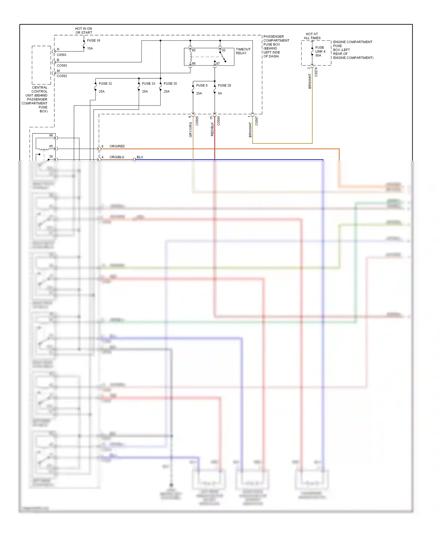 Wiring diagram engine compartment fuse box for Land Rover Freelander I facelift (2003-2006) (28 of 35)