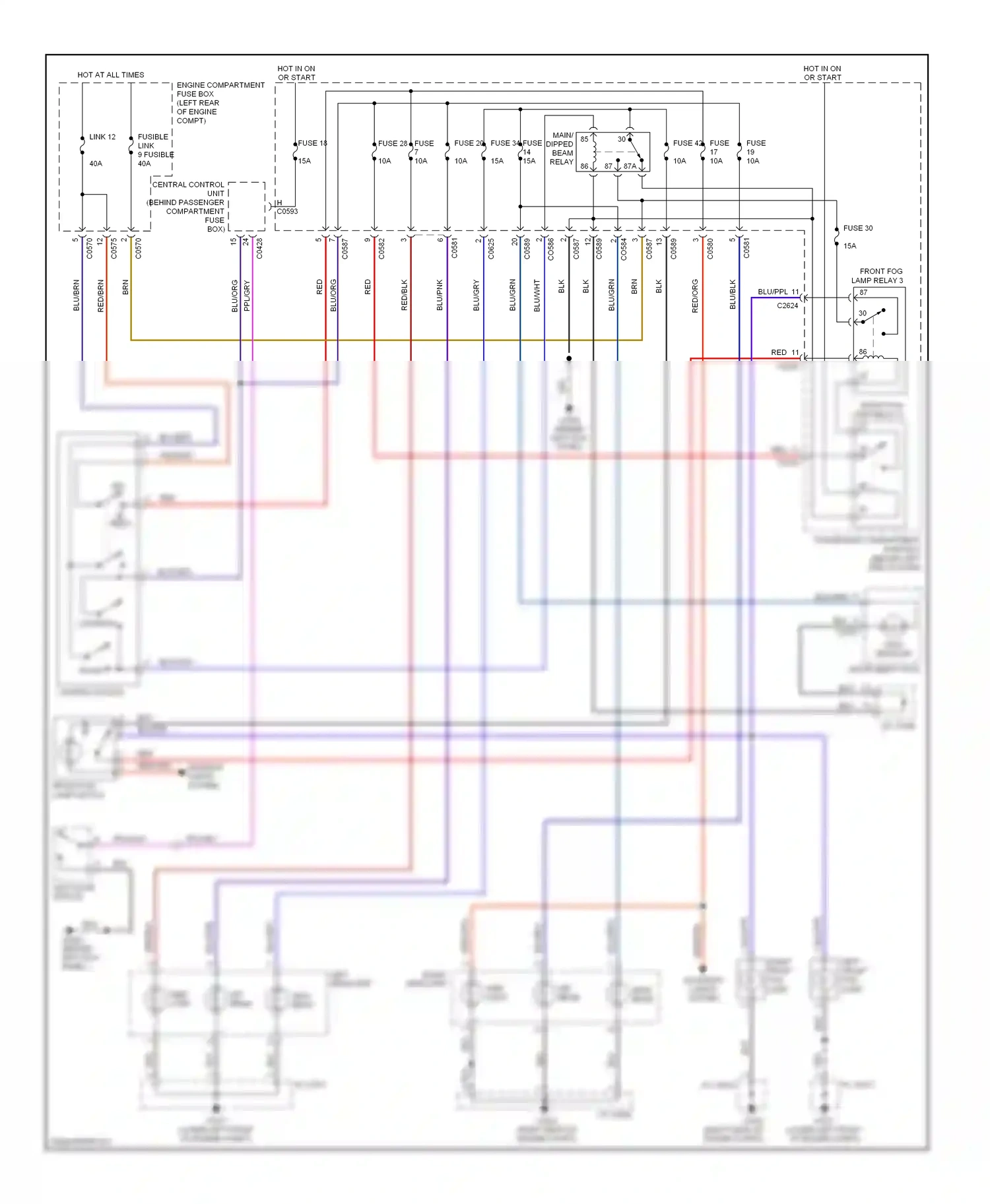 Wiring diagram lighting switch for Land Rover Freelander I facelift (2003-2006) (5 of 12)