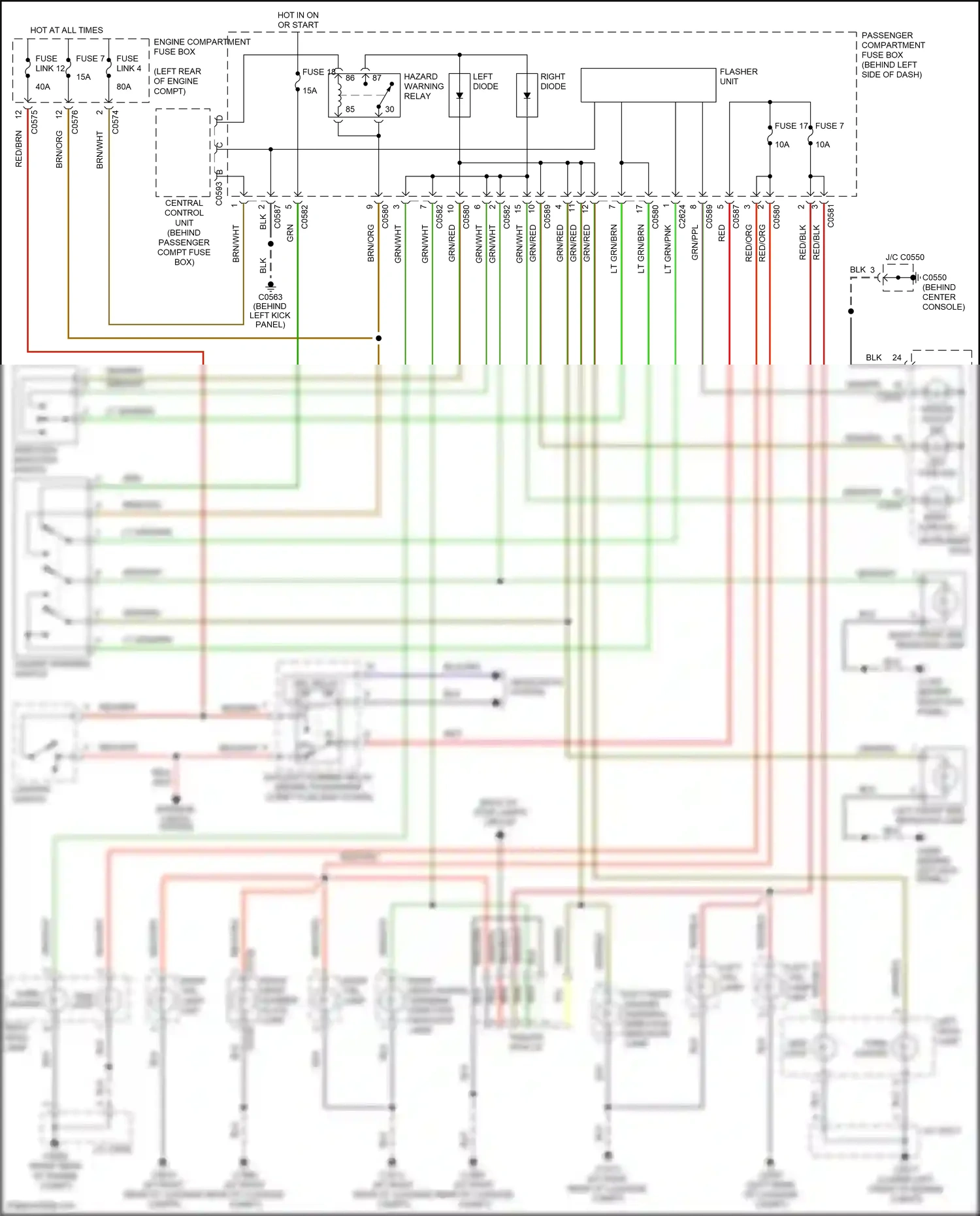 Wiring diagram direction indicator switch for Land Rover Freelander I facelift (2003-2006) (1 of 4)