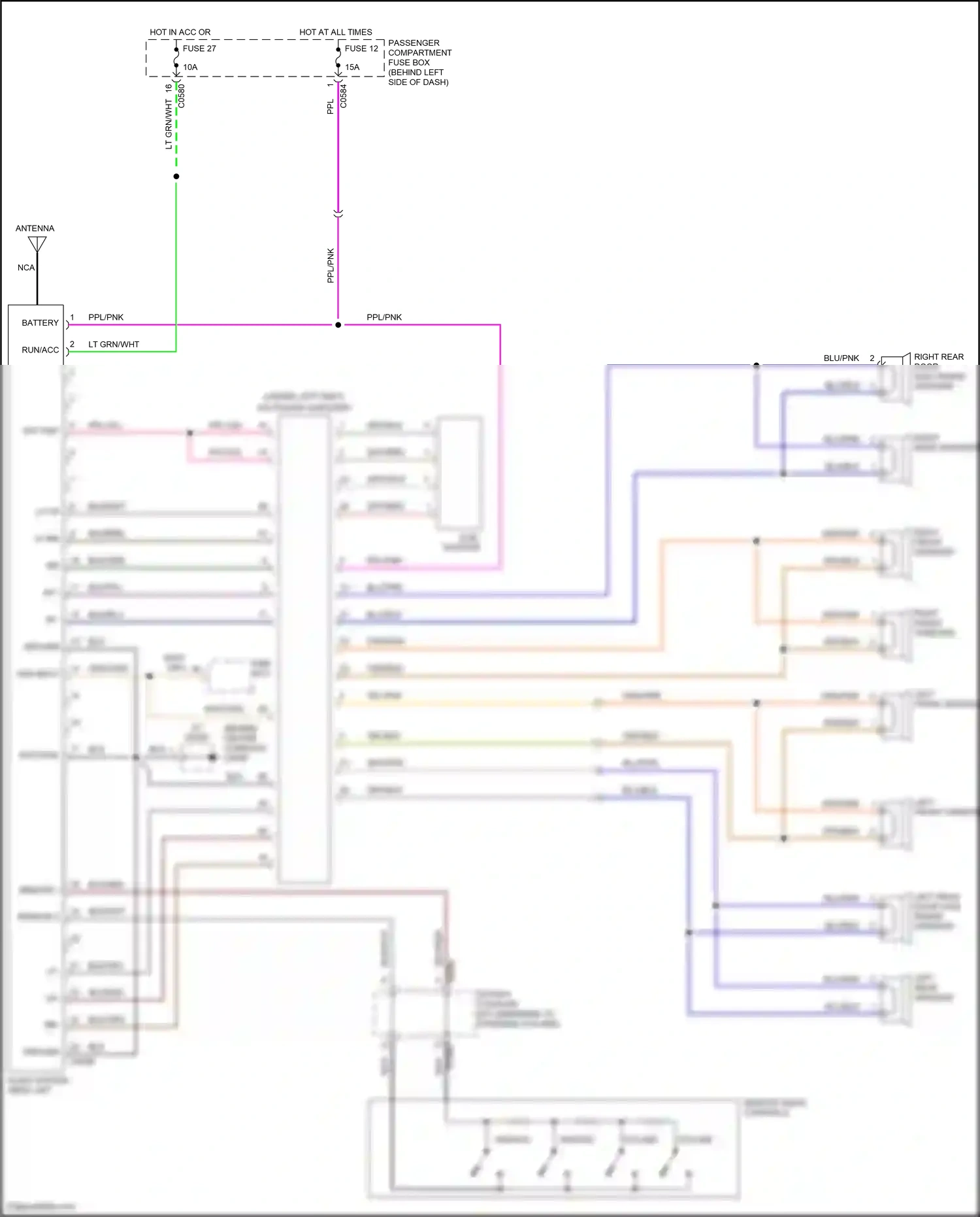 Wiring diagram left front speaker for Land Rover Freelander I facelift (2003-2006) (2 of 7)