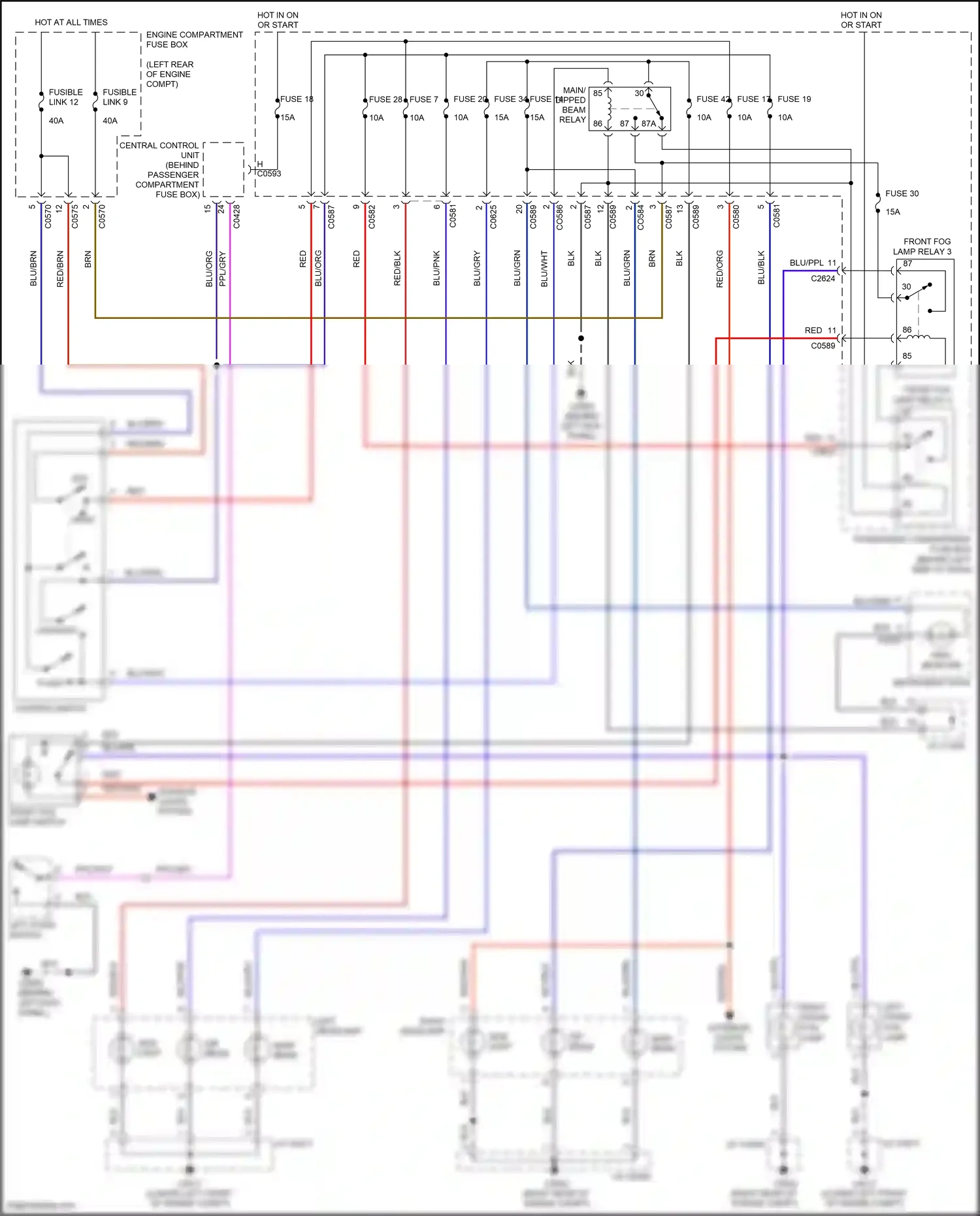 Wiring diagram lighting switch for Land Rover Freelander I facelift (2003-2006) (6 of 12)