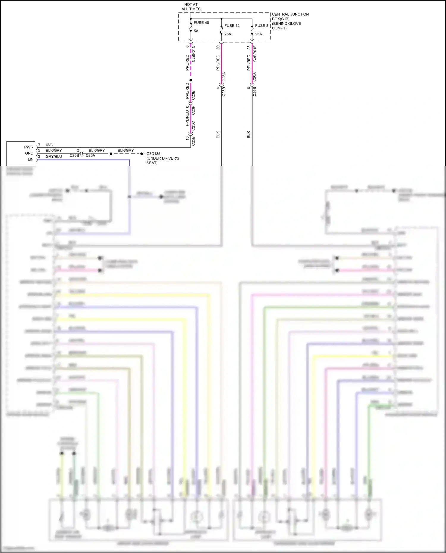 Wiring diagram driver door switch pack for Land Rover Freelander II facelift 2 (2012-2014) (1 of 2)