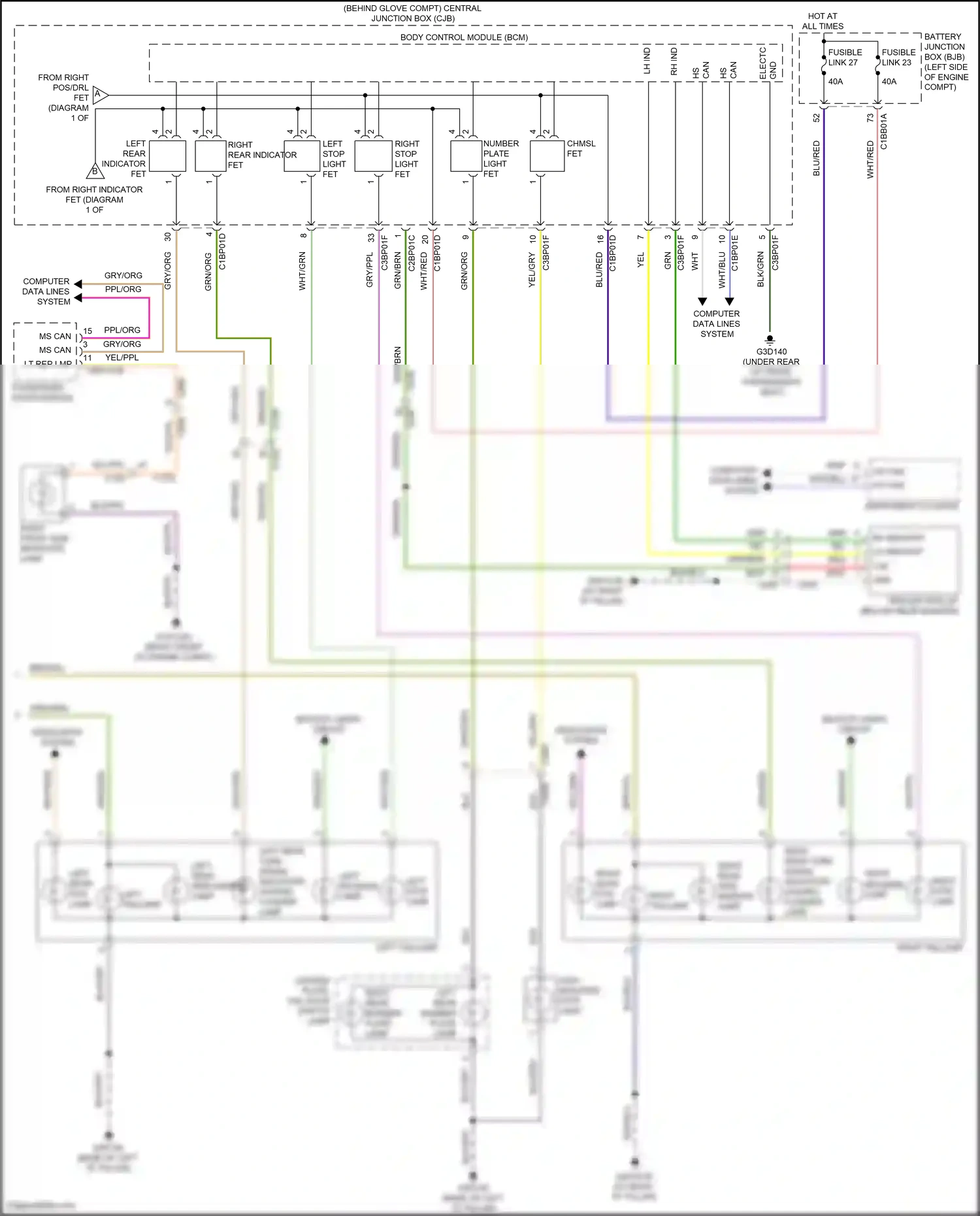 Wiring diagram left reverse lamp for Land Rover Freelander II facelift 2 (2012-2014) (2 of 2)