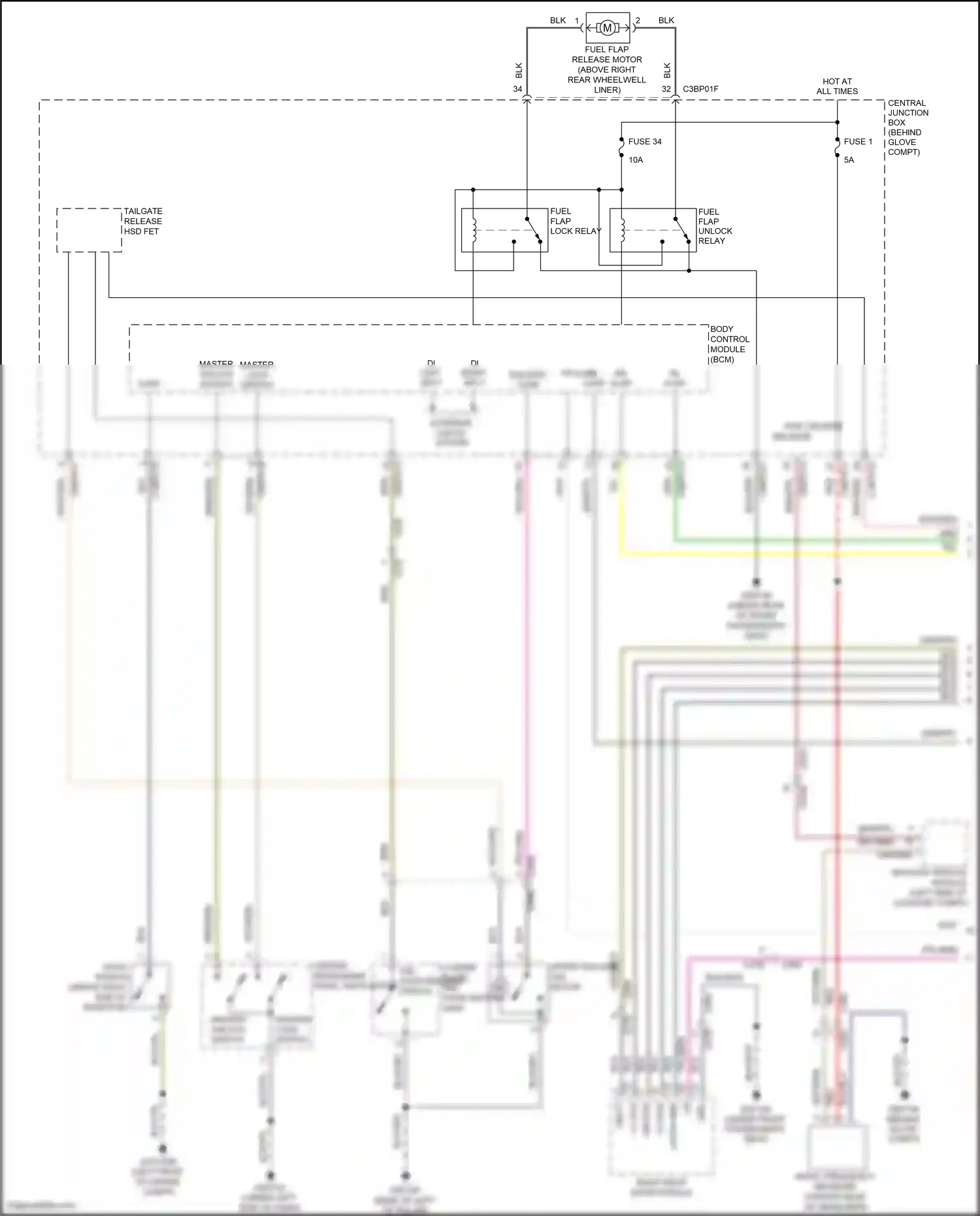 Wiring diagram tail door release switch for Land Rover Freelander II facelift 2 (2012-2014) (1 of 2)