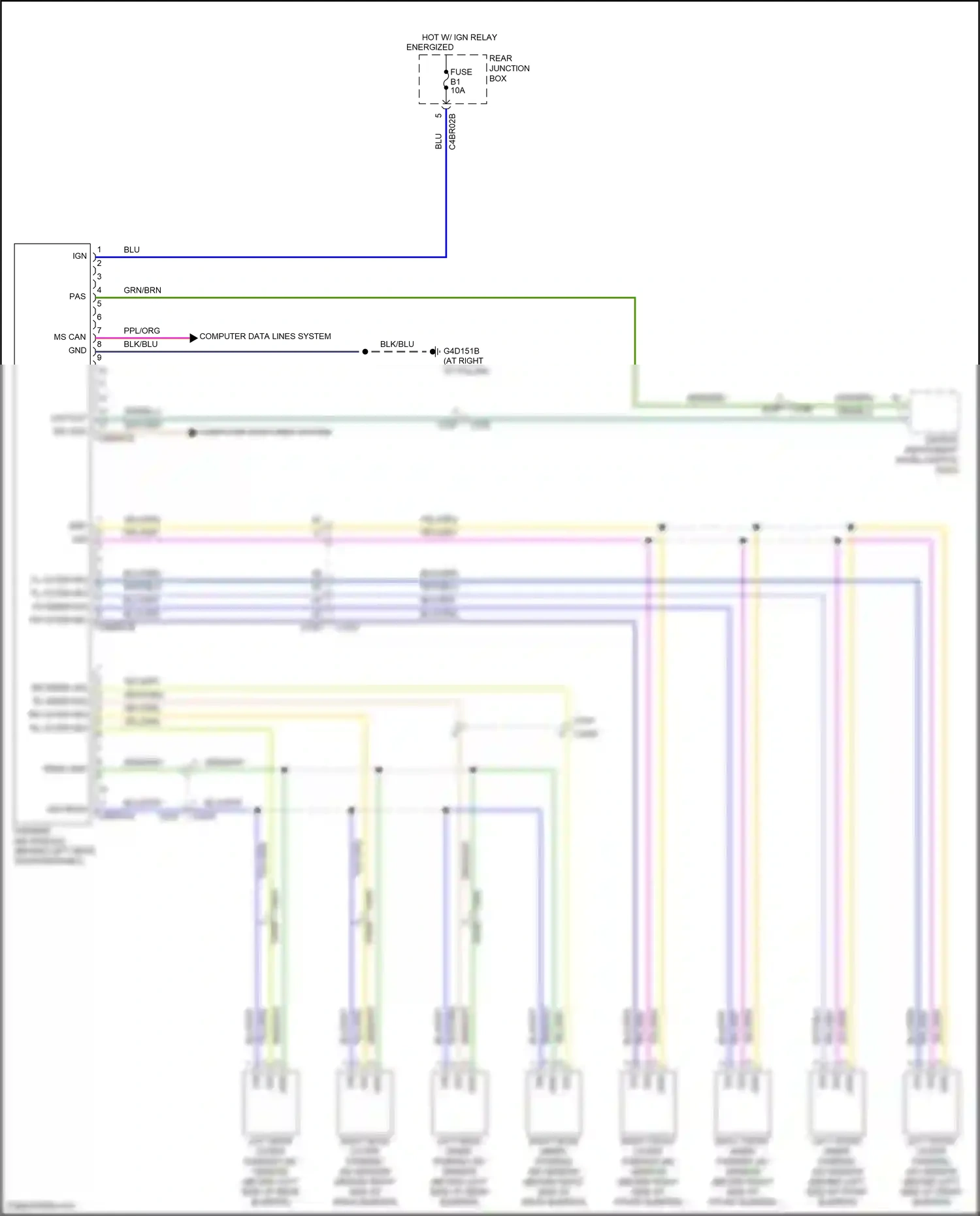 Wiring diagram left rear outer parking aid sensor for Land Rover Freelander II facelift (2010-2012) (1 of 1)