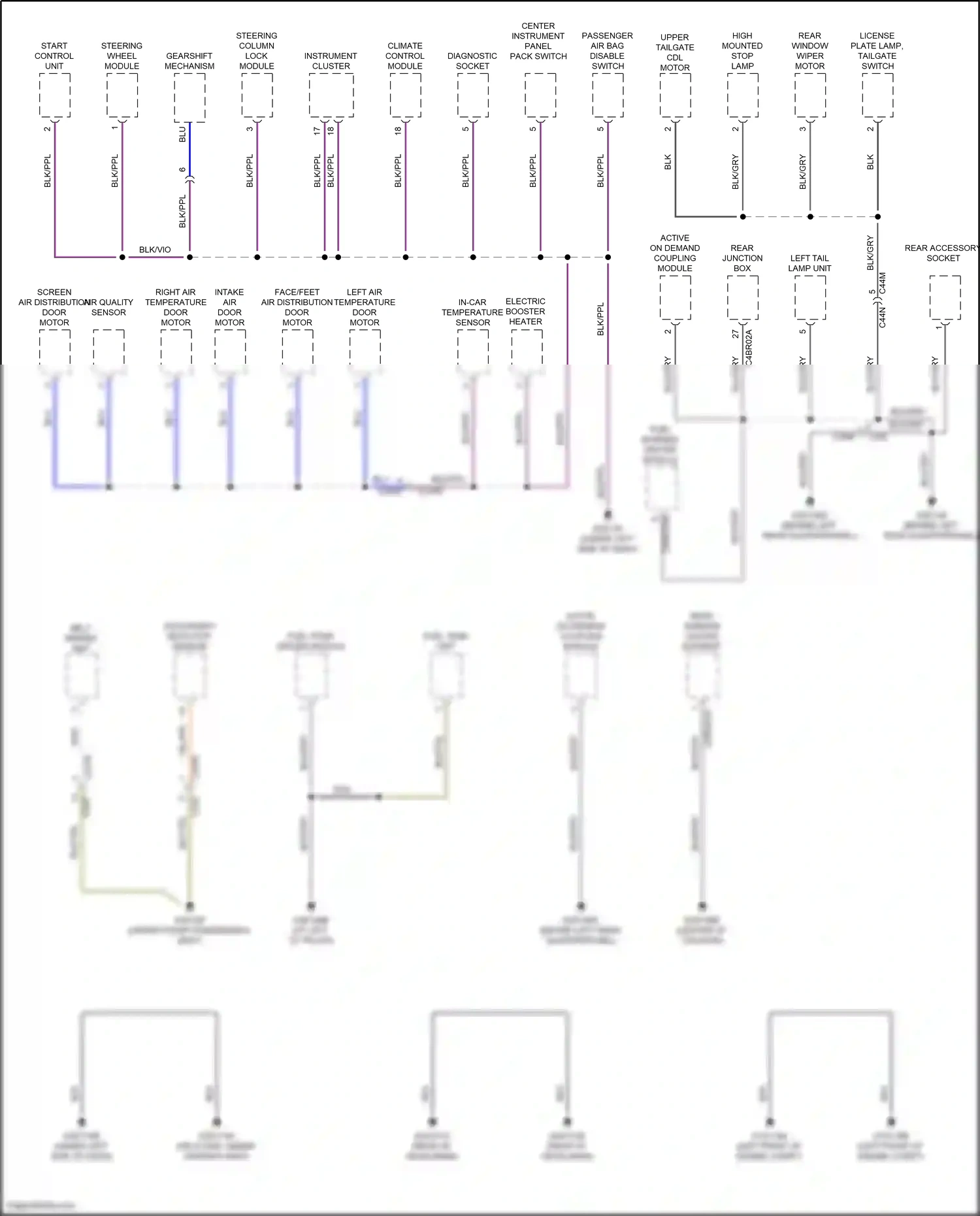 Wiring diagram rear accessory socket for Land Rover Freelander II facelift (2010-2012) (1 of 2)