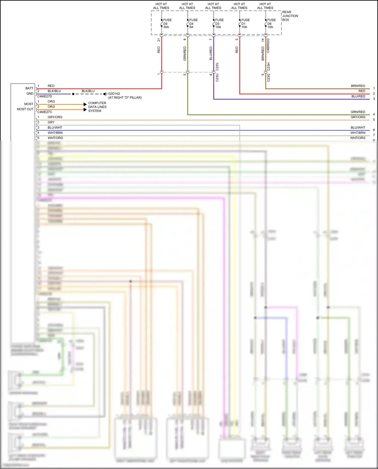 Wiring diagram remote ctrl +ve for Land Rover Freelander II facelift (2010-2012) (1 of 2)