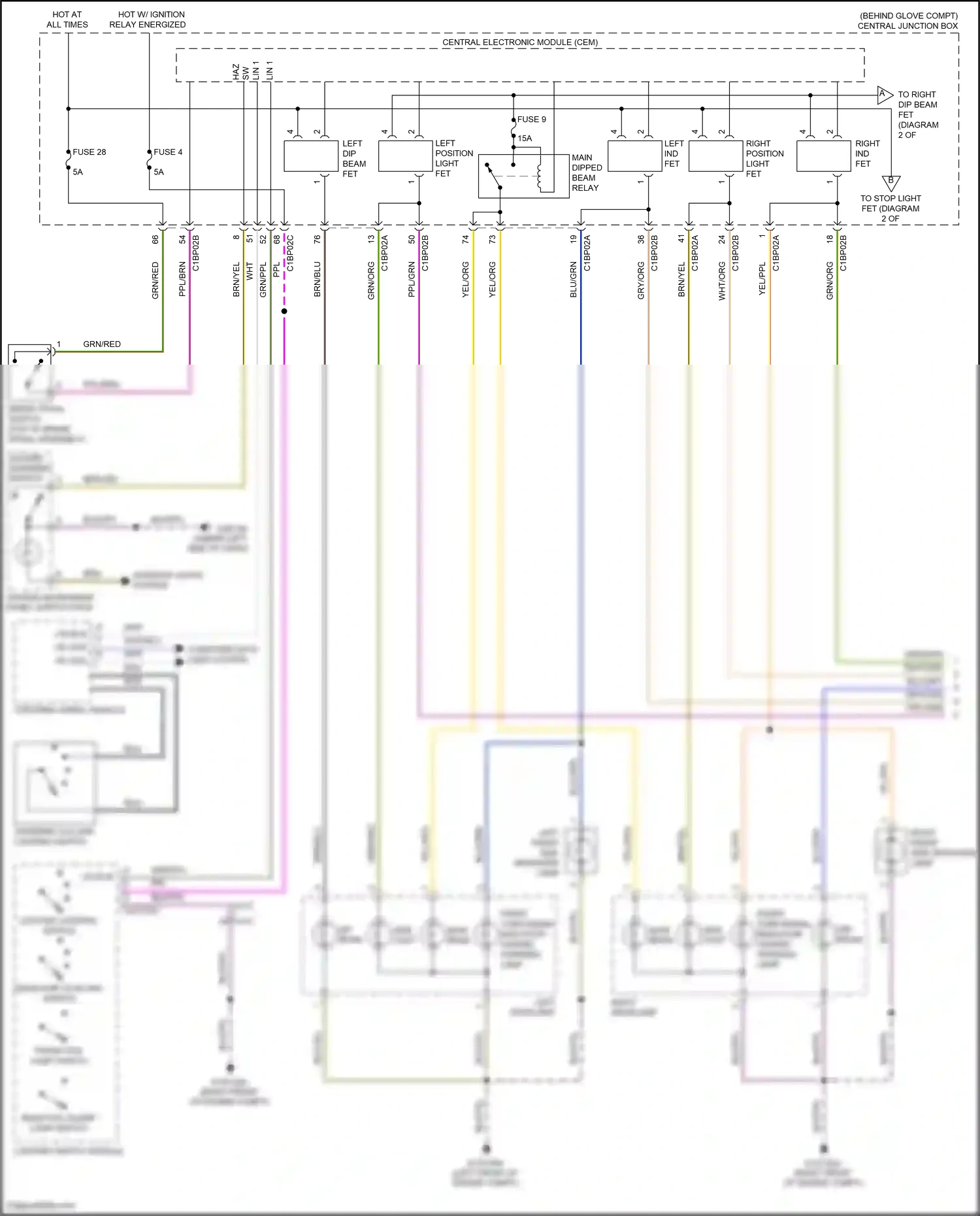Wiring diagram steering column lighting switch for Land Rover Freelander II facelift (2010-2012) (1 of 3)