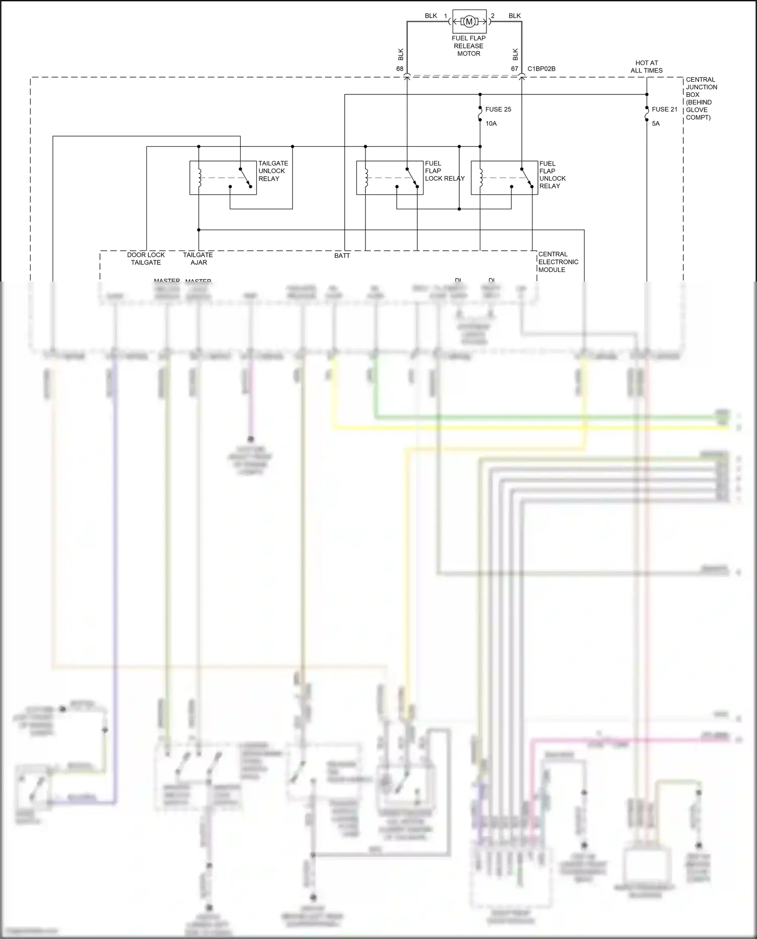 Wiring diagram upper tailgate cdl motor for Land Rover Freelander II facelift (2010-2012) (4 of 6)