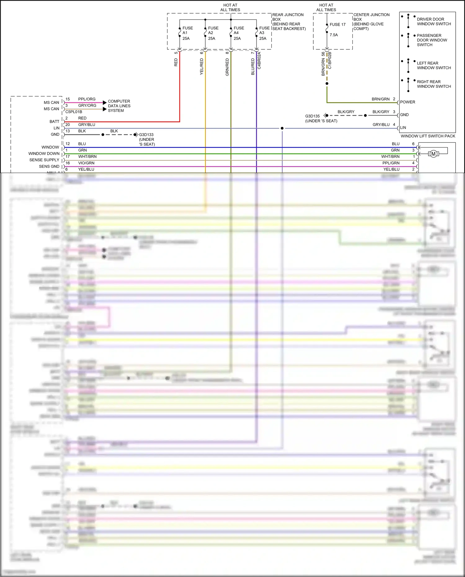Wiring diagram blu/red for Land Rover Freelander II (2006-2010) (17 of 19)