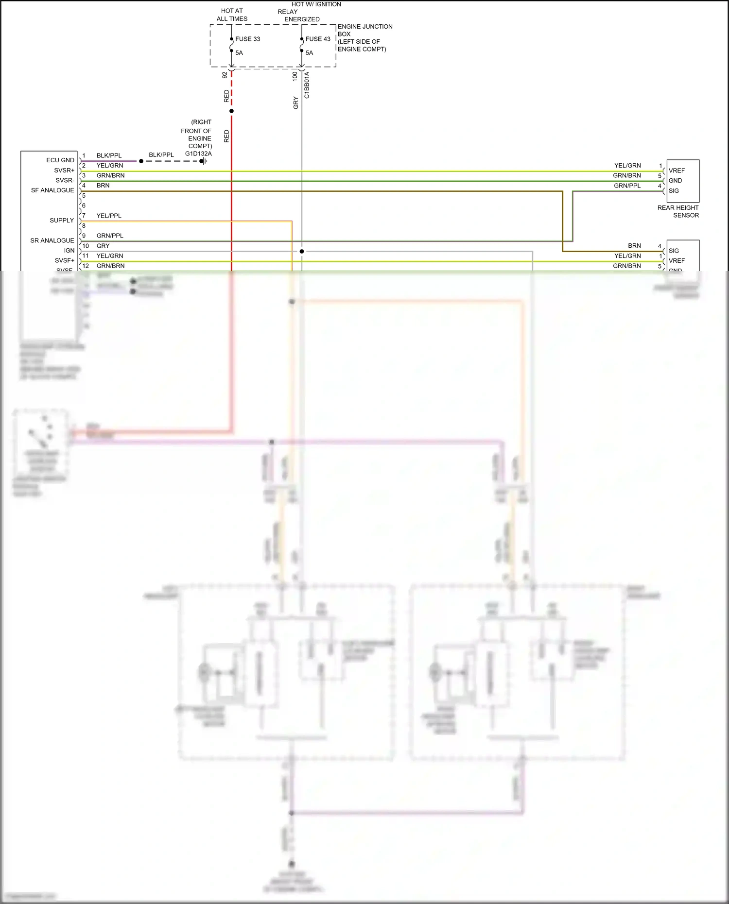Wiring diagram front height sensor for Land Rover Freelander II (2006-2010) (2 of 2)
