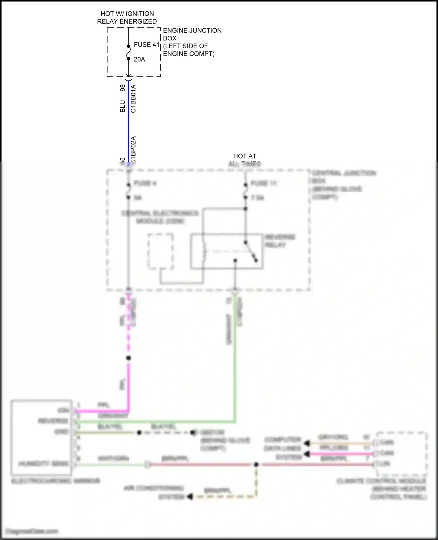 Wiring diagram reverse relay for Land Rover Freelander II (2006-2010) (2 of 3)