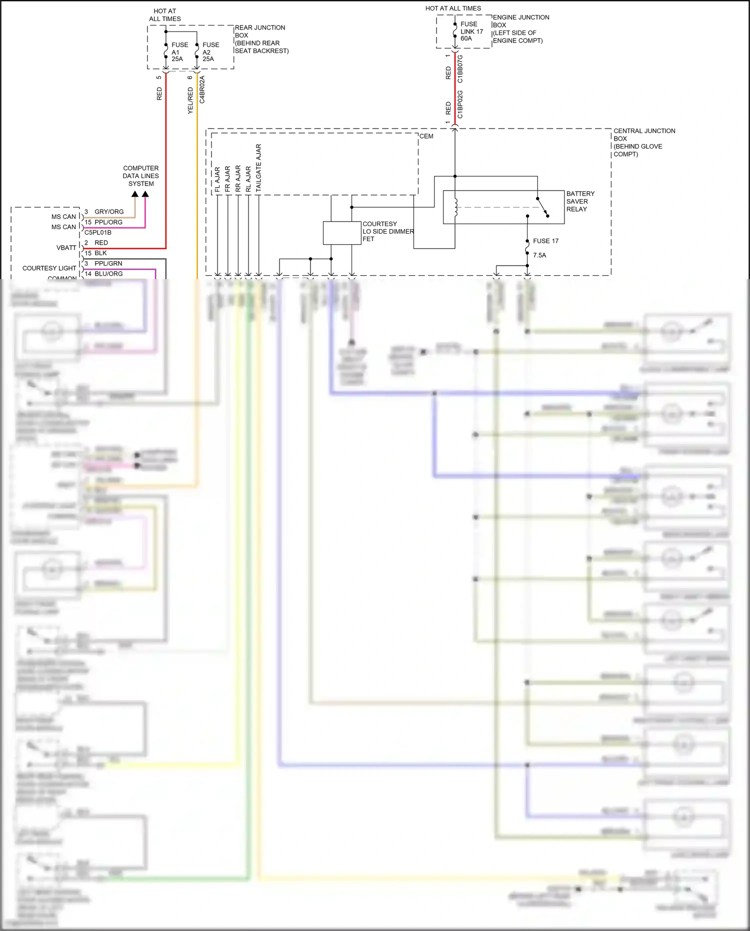 Wiring diagram tailgate ajar for Land Rover Freelander II (2006-2010) (1 of 3)