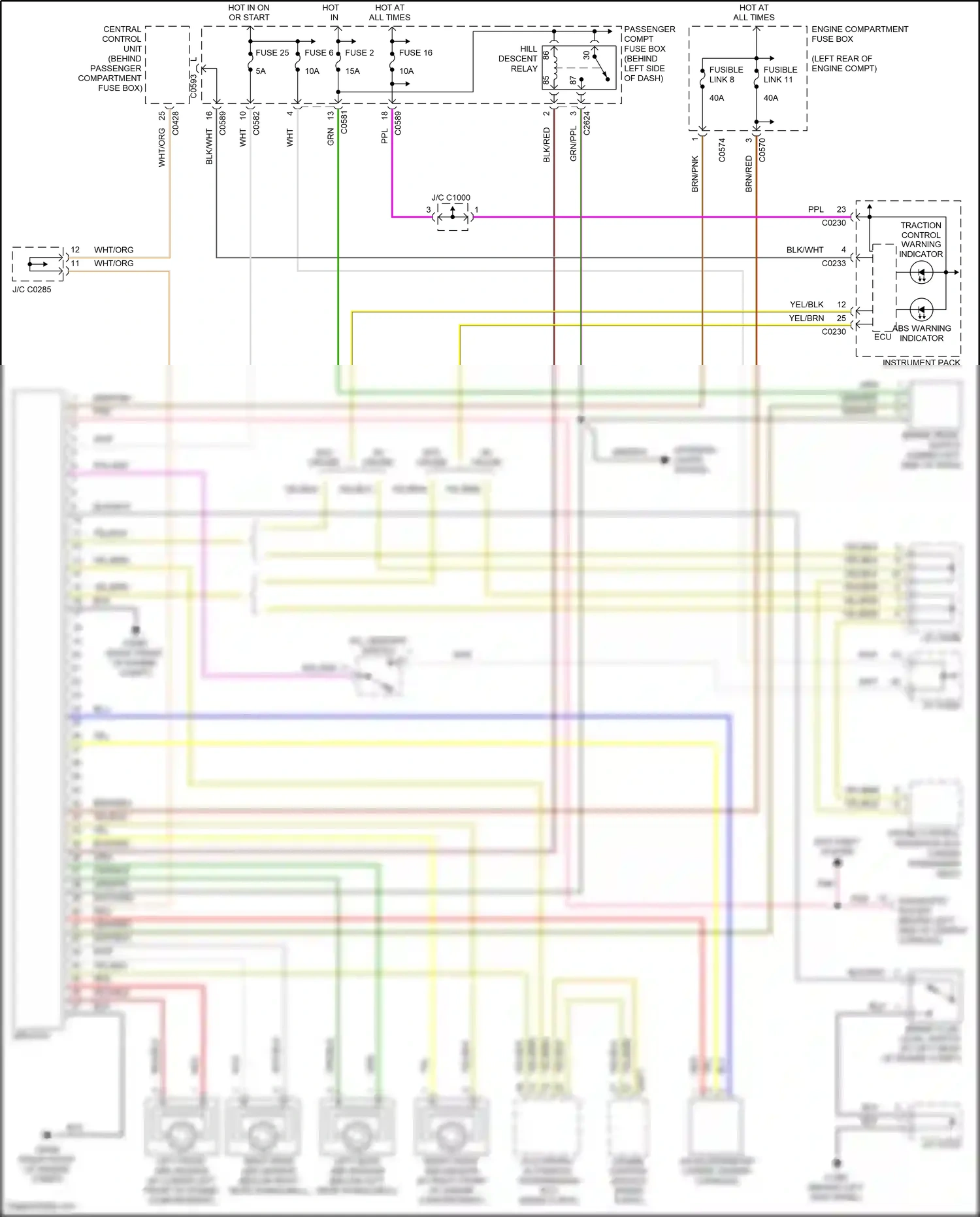Wiring diagram abs warning indicator for Land Rover Freelander L314 (2003-2006) (1 of 1)