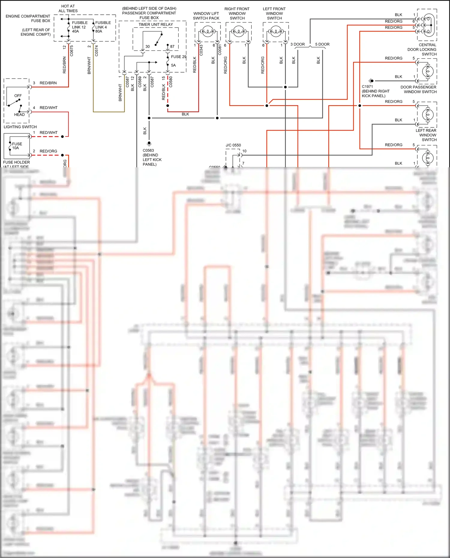 Wiring diagram digital clock for Land Rover Freelander L314 (2003-2006) (2 of 4)