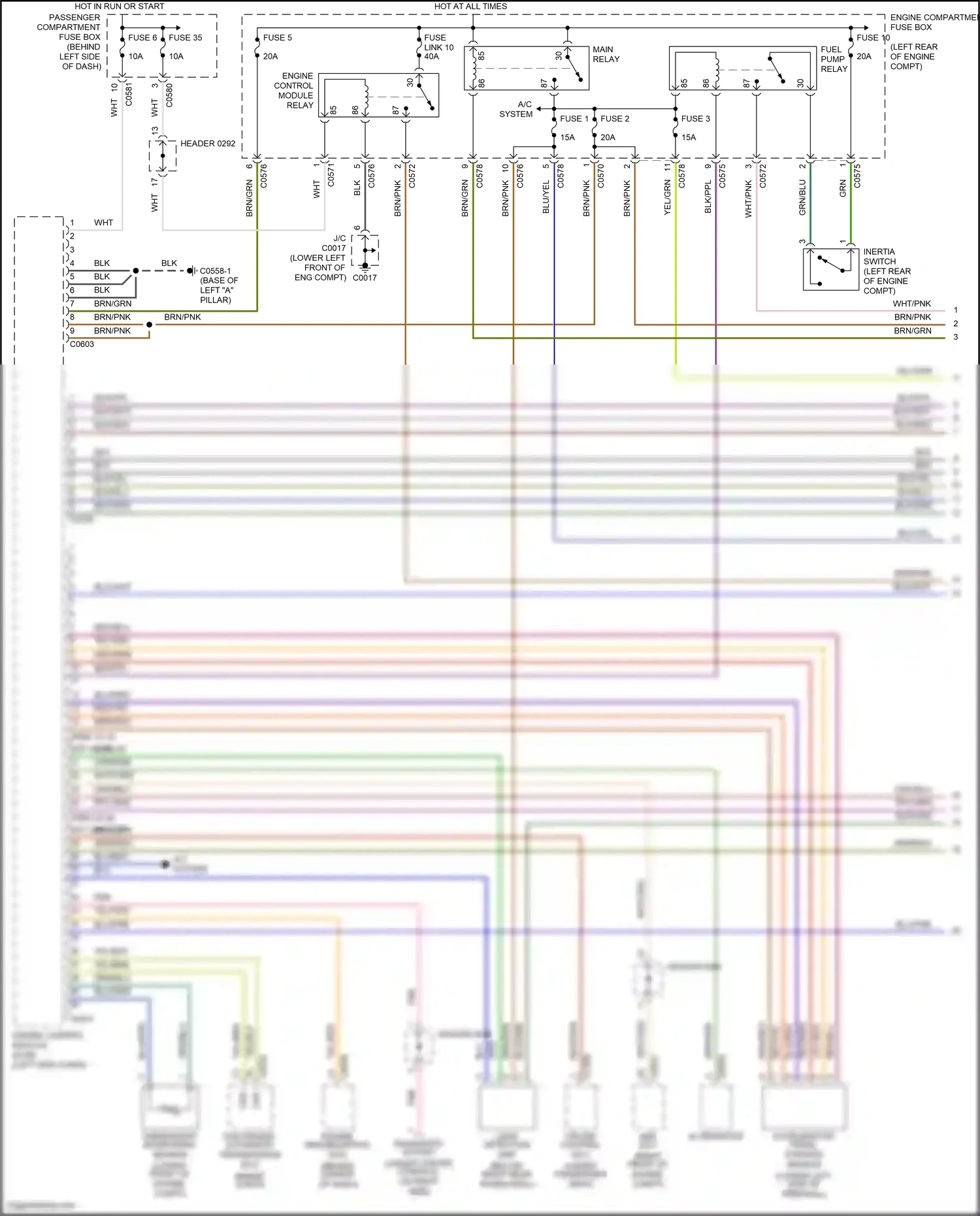 Wiring diagram engine control module relay for Land Rover Freelander L314 (2003-2006) (3 of 3)