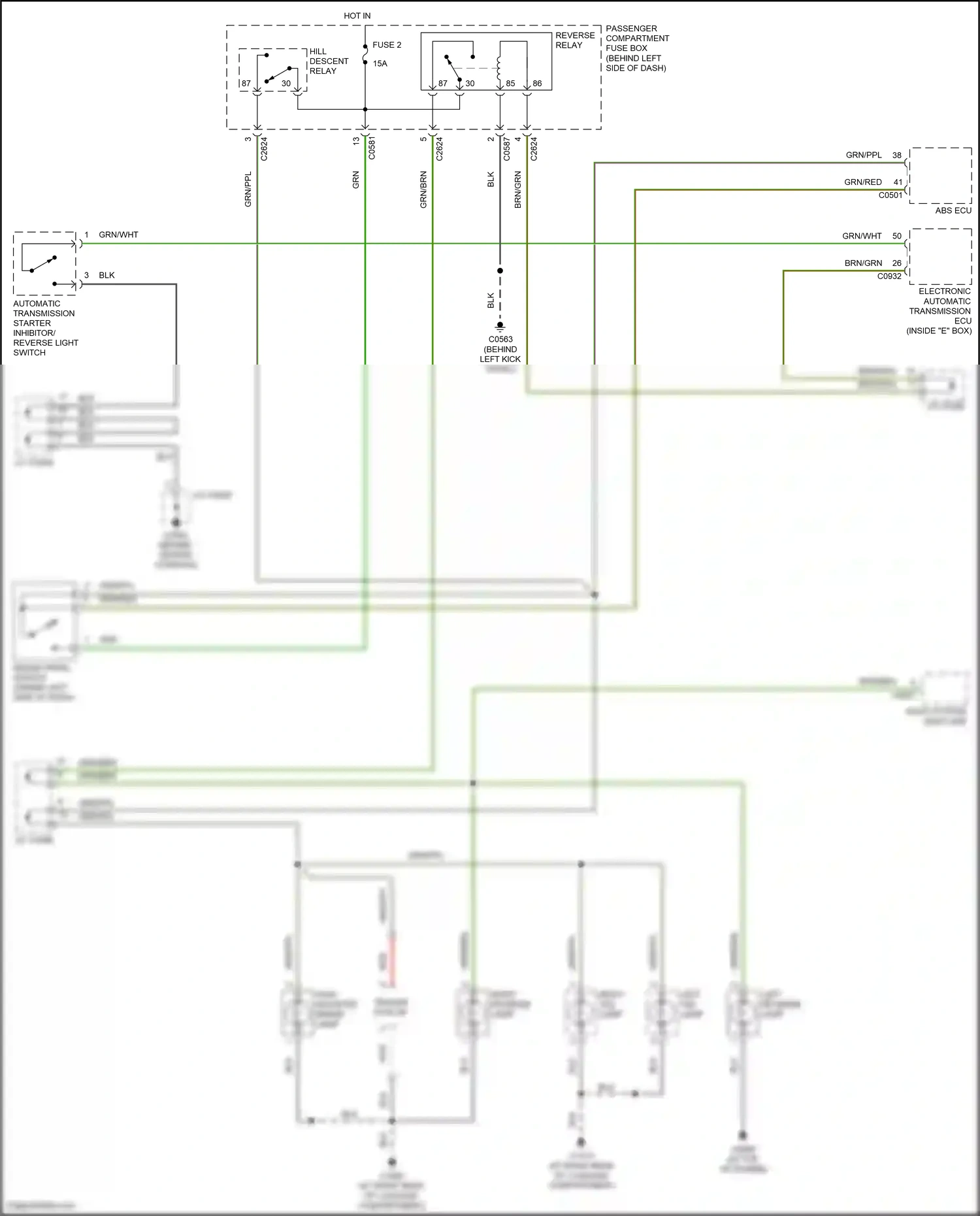Wiring diagram left reverse lamp for Land Rover Freelander L314 (2003-2006) (1 of 2)
