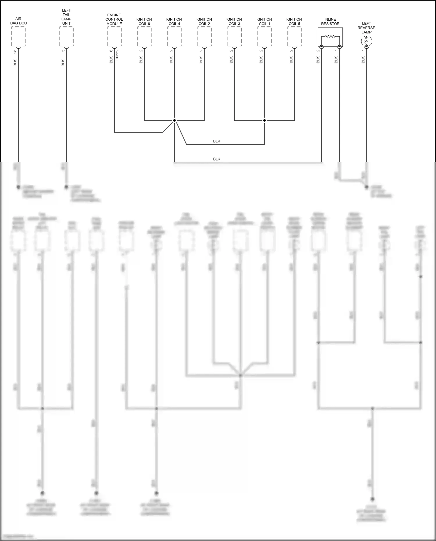 Wiring diagram left reverse lamp for Land Rover Freelander L314 (2003-2006) (2 of 2)