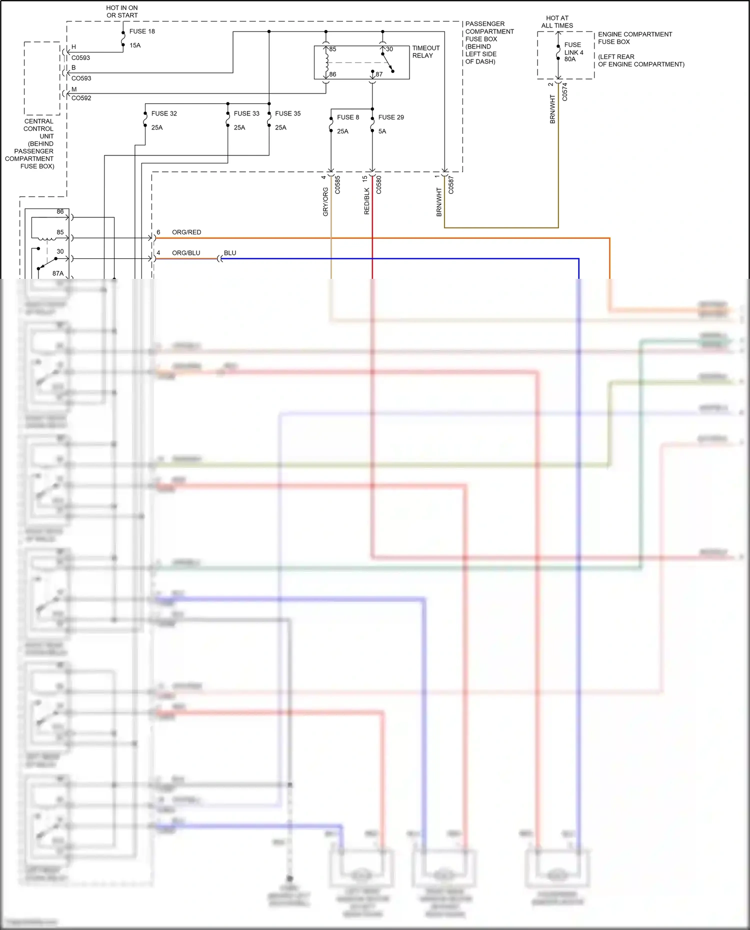 Wiring diagram right front down relay for Land Rover Freelander L314 (2003-2006) (1 of 1)
