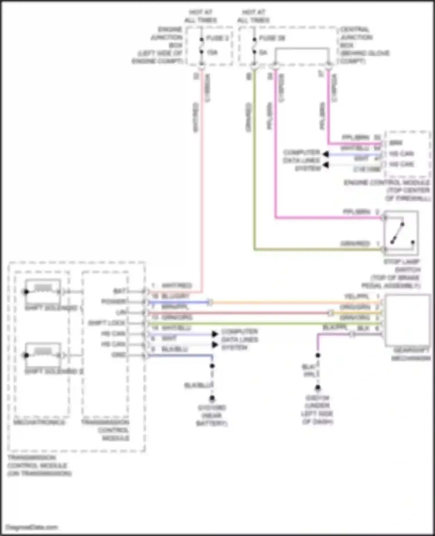 Freelander Land Rover L359 (2006-2010): Shift interlock circuit