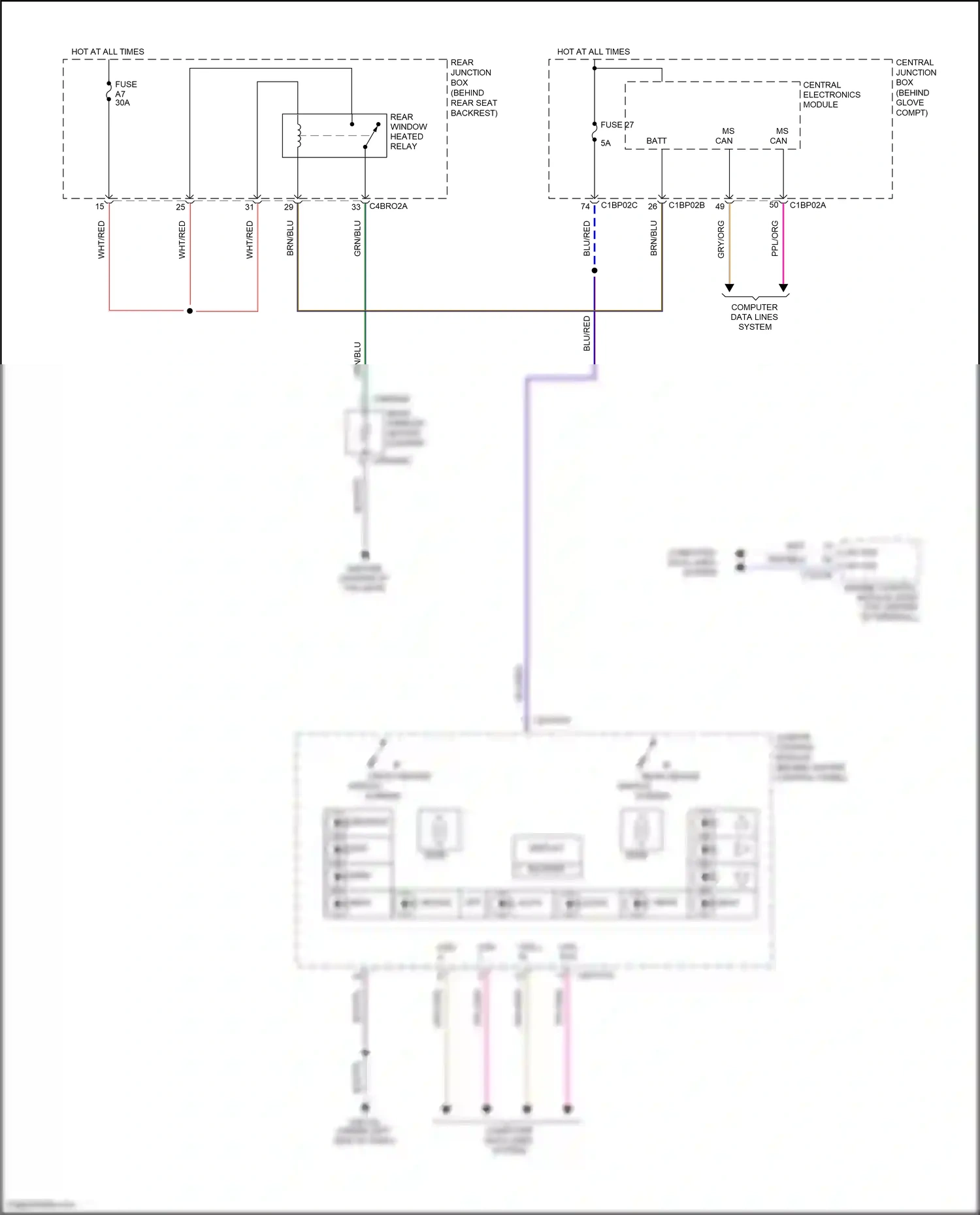 Wiring diagram front heated switch screen for Land Rover Freelander L359 (2006-2010) (2 of 2)
